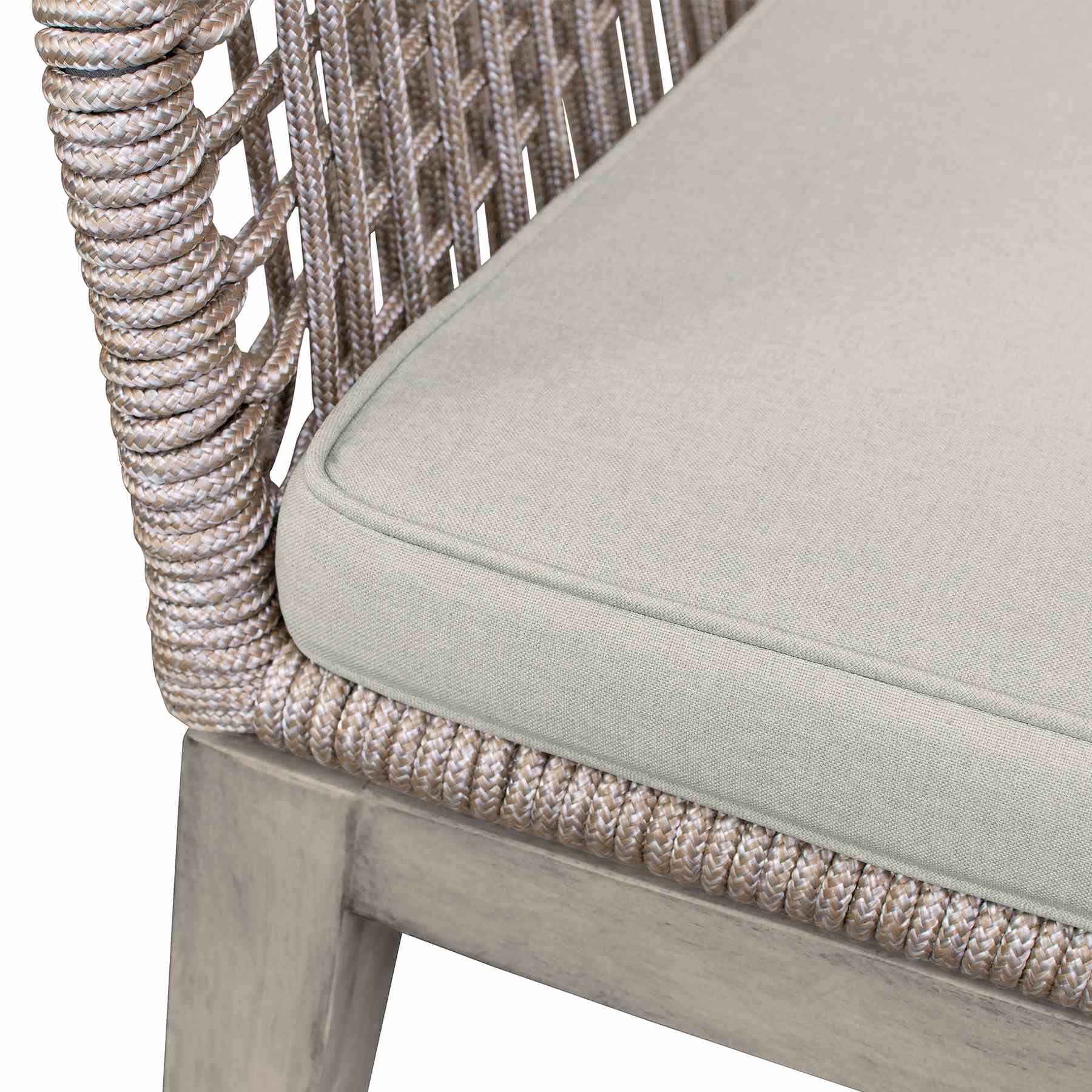 Costa 7-Piece Patio Outdoor Dining Set with Arm Chairs in Gray Acacia Wood and Rope - Image 7