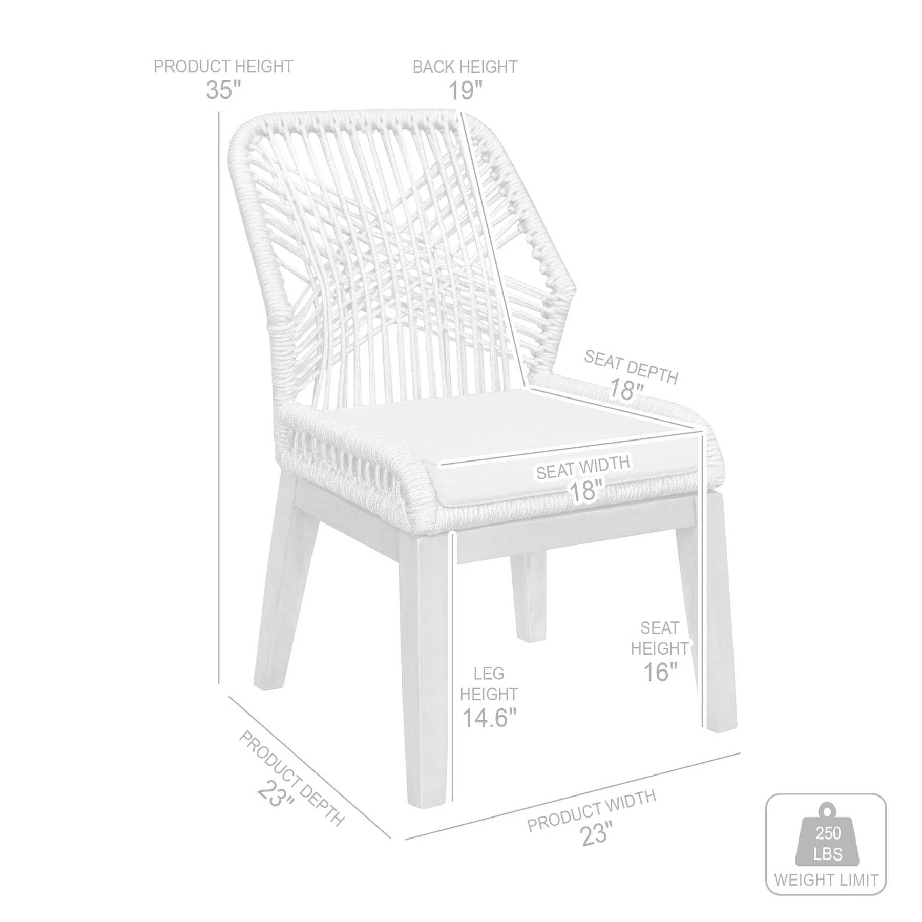 Costa Patio Outdoor Dining Chairs in Gray Acacia Wood and Rope - Set of 2 - Image 11