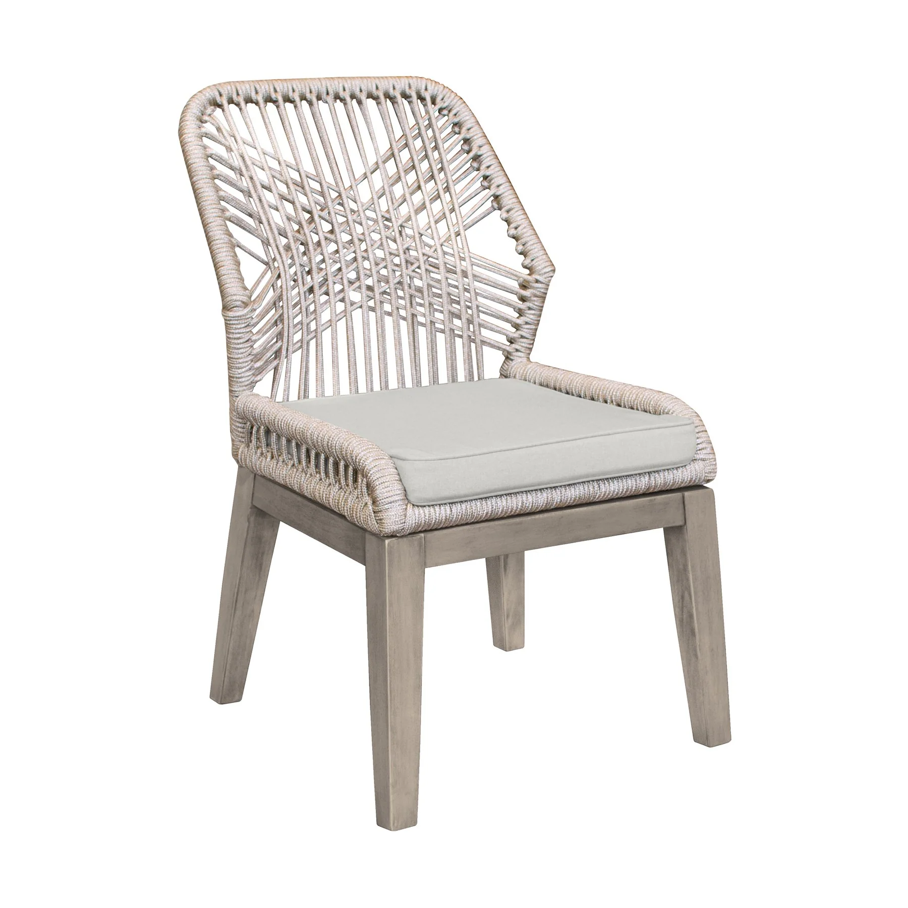 Costa Patio Outdoor Dining Chairs in Gray Acacia Wood and Rope - Set of 2 - Image 2
