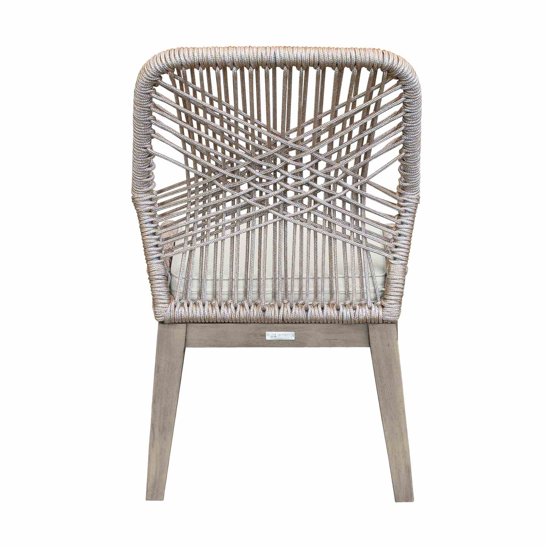 Costa Patio Outdoor Dining Chairs in Gray Acacia Wood and Rope - Set of 2 - Image 6