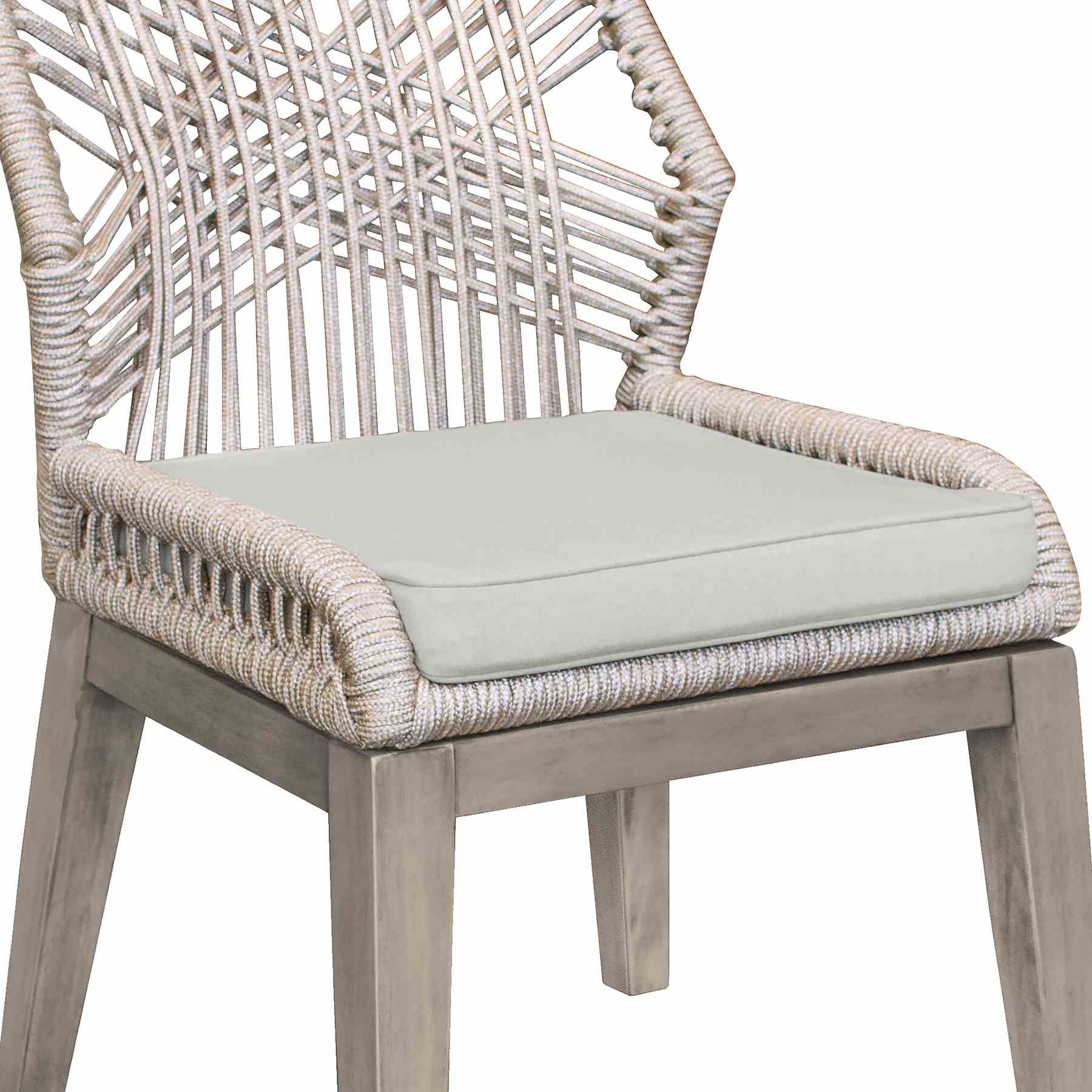 Costa Patio Outdoor Dining Chairs in Gray Acacia Wood and Rope - Set of 2 - Image 7