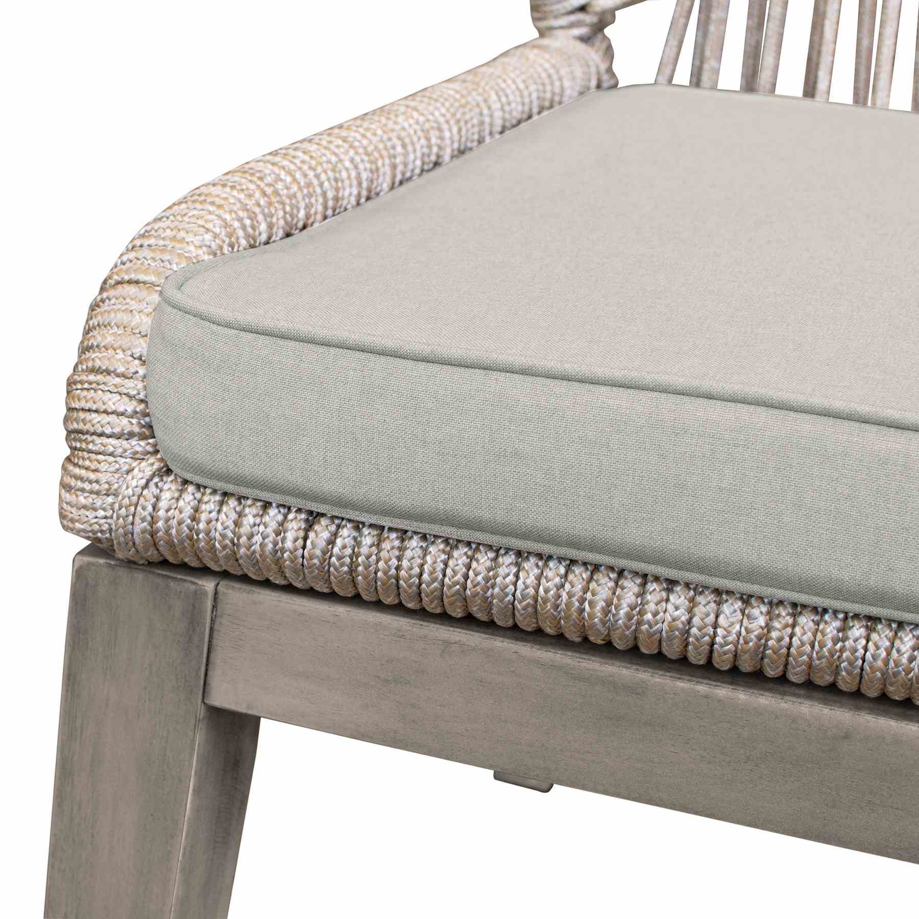 Costa Patio Outdoor Dining Chairs in Gray Acacia Wood and Rope - Set of 2 - Image 8
