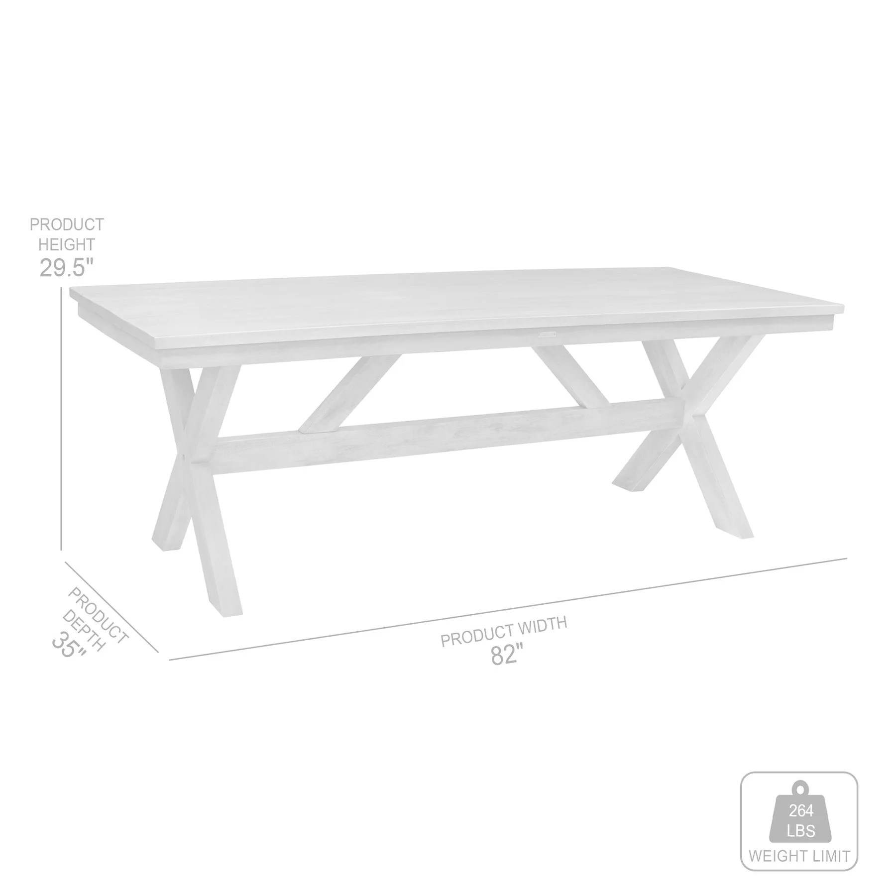 Costa Patio Outdoor Dining Table in Gray Acacia Wood - Image 8