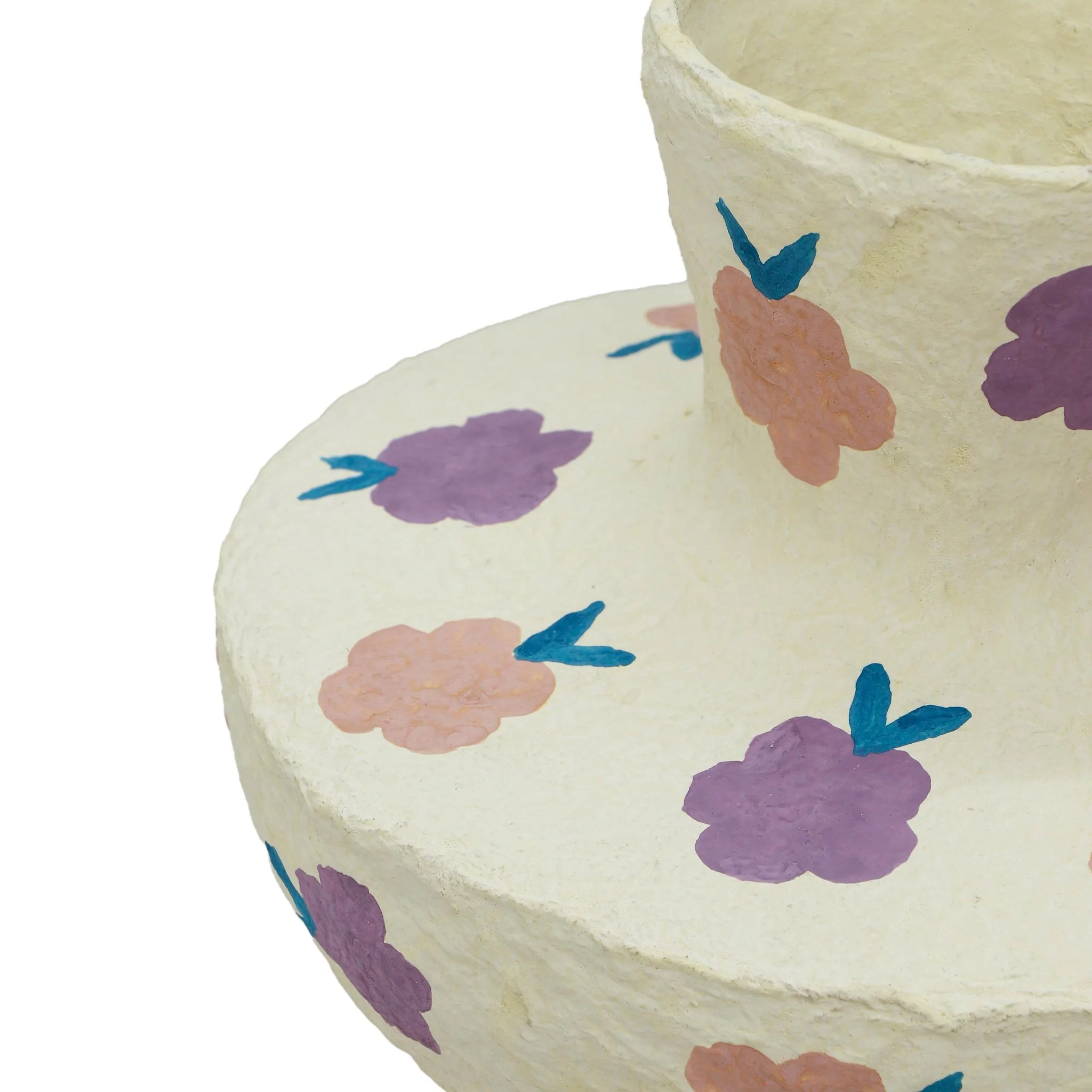 Cotton Mache Vase in Spring Blossoms - Image 4