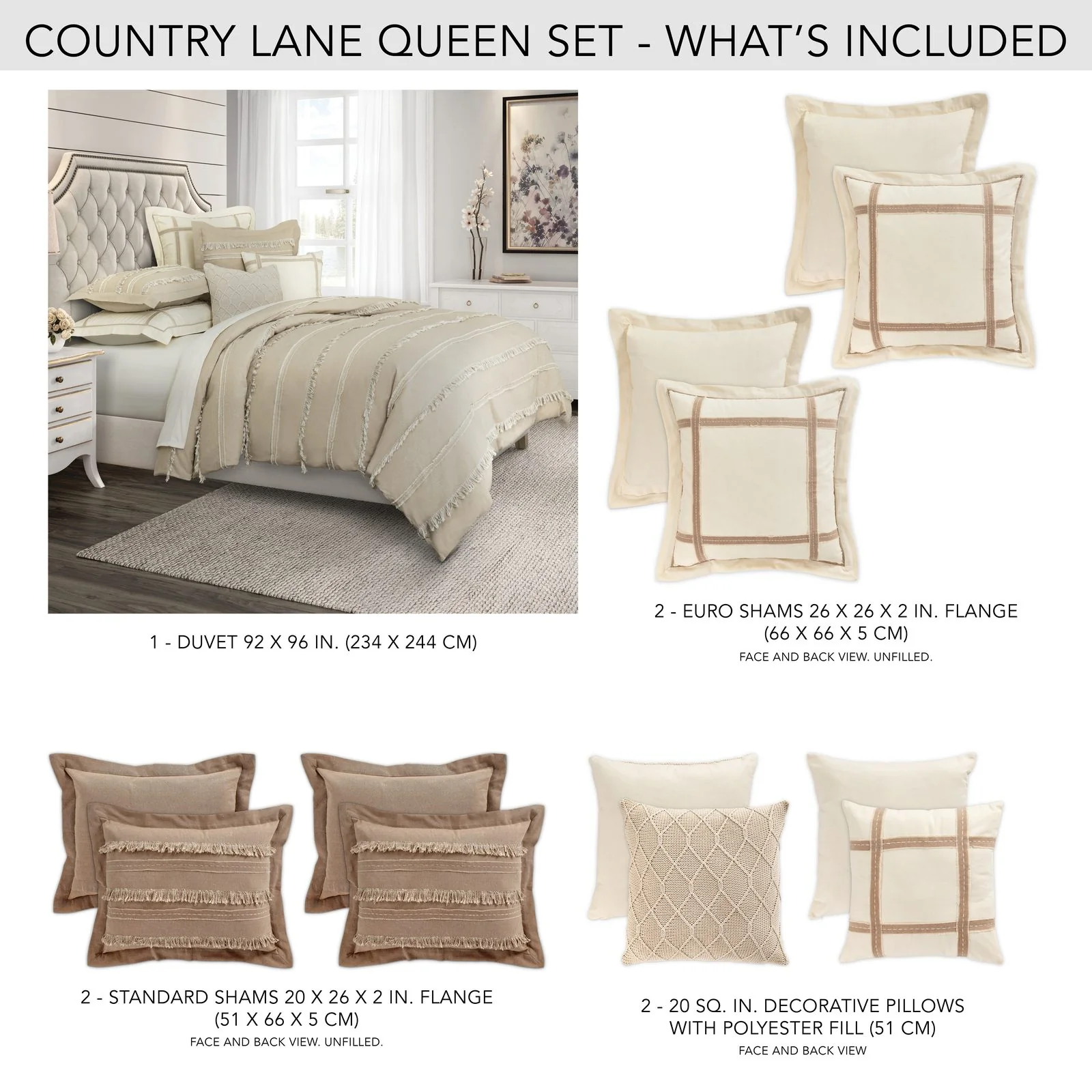 Country Lane 7-Piece Queen Duvet Set - Toast - Image 25