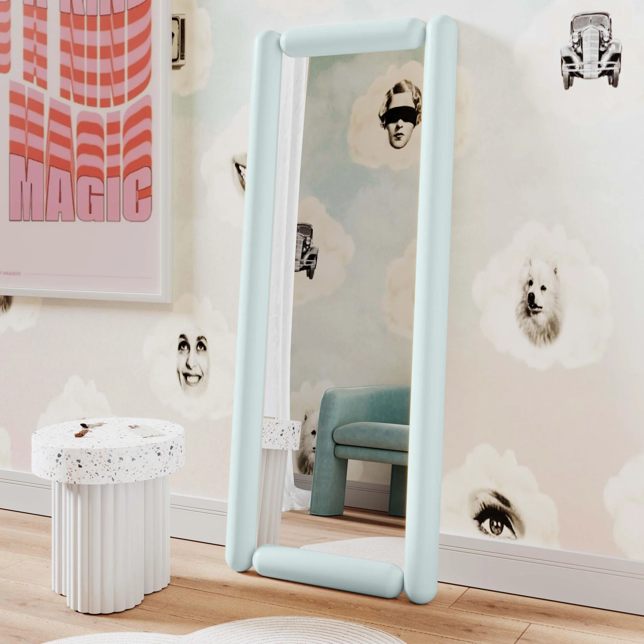 Cozzi Pastel Blue Large Floor Mirror - Image 2