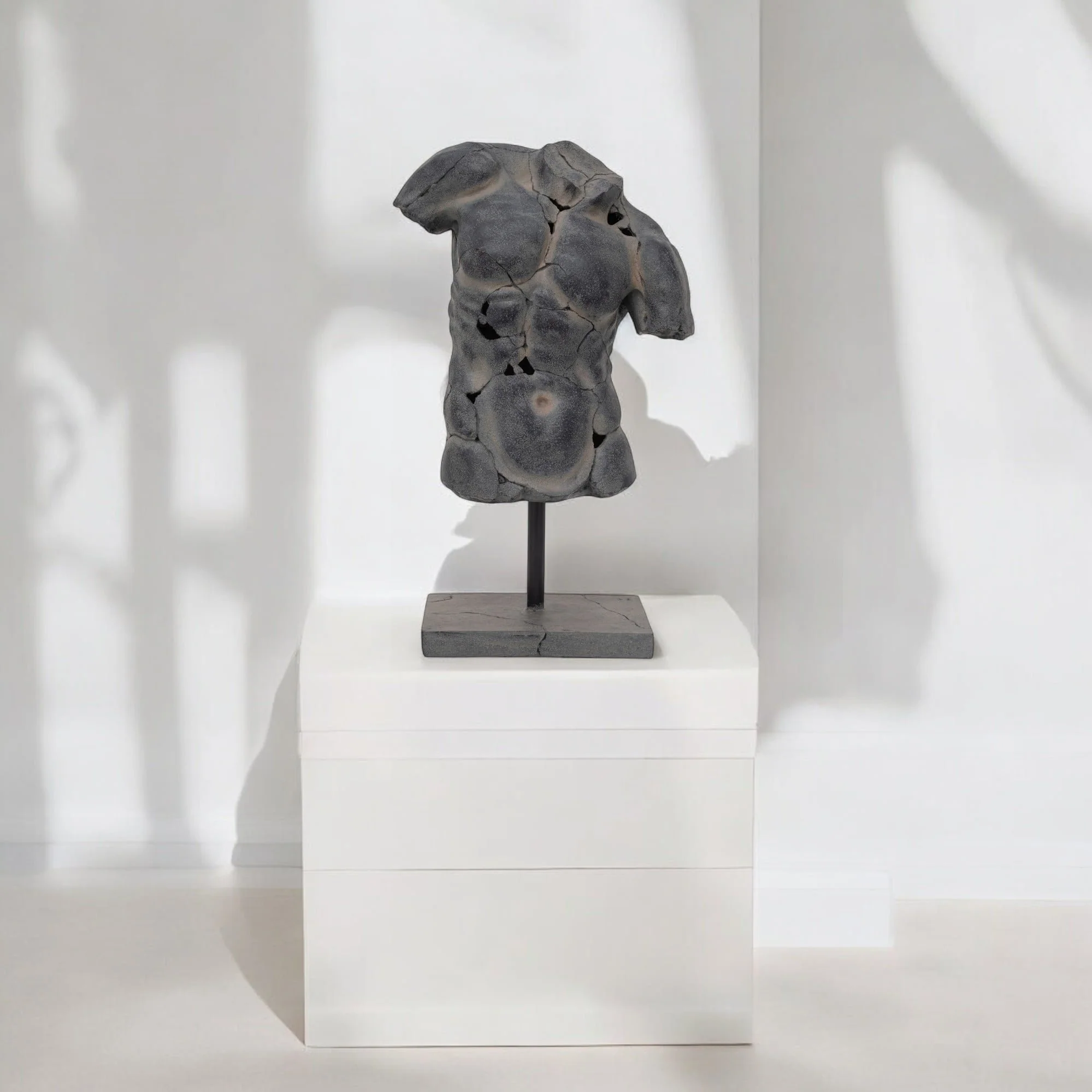 Cracked Torso Sculpture, Grey - Image 11