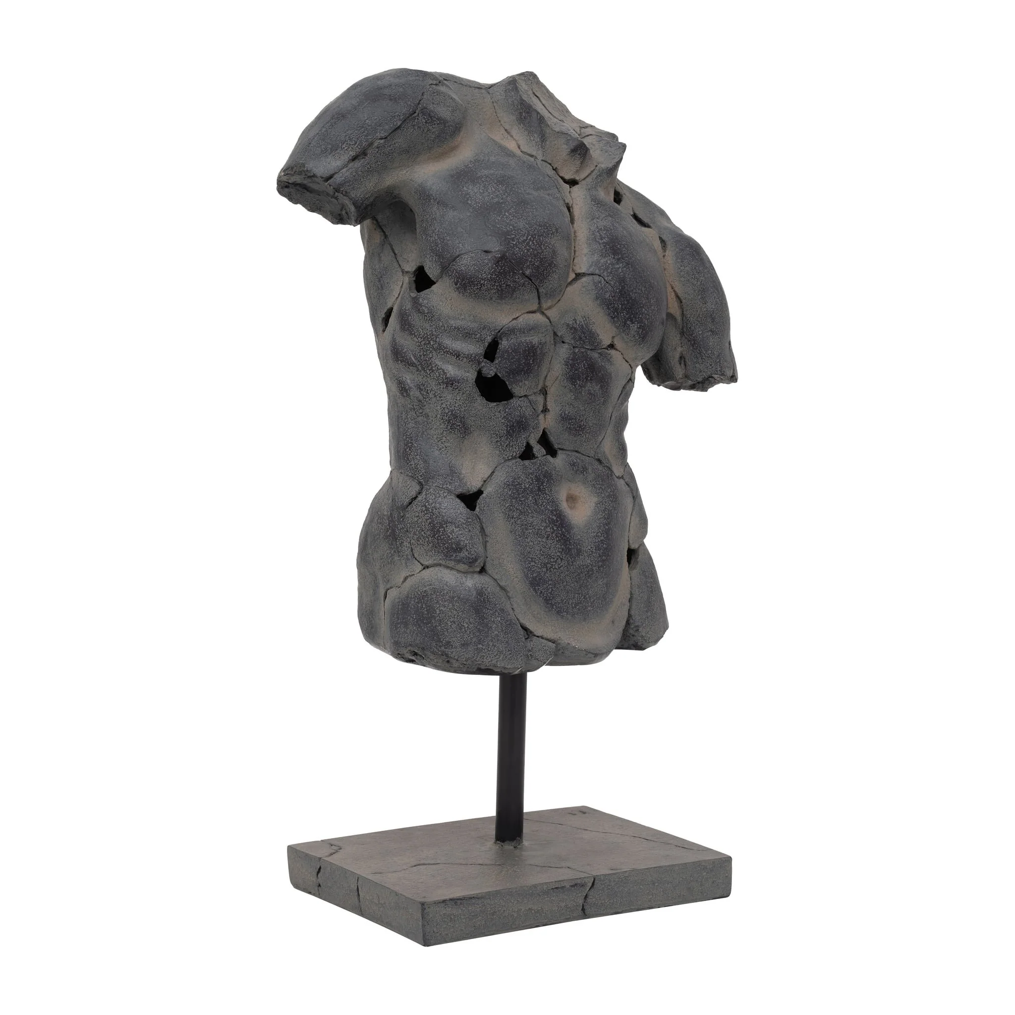 Cracked Torso Sculpture, Grey - Image 2