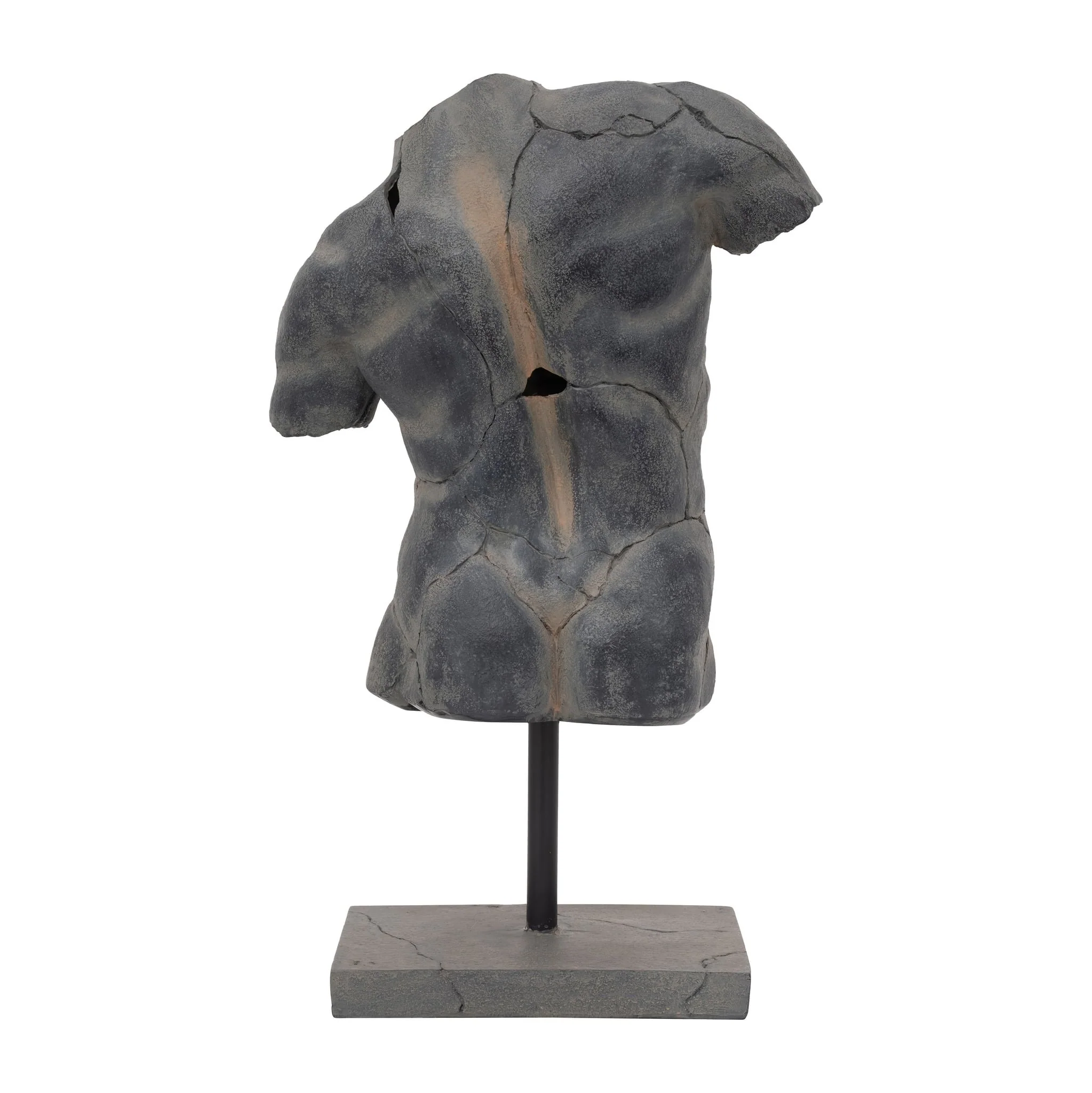 Cracked Torso Sculpture, Grey - Image 4