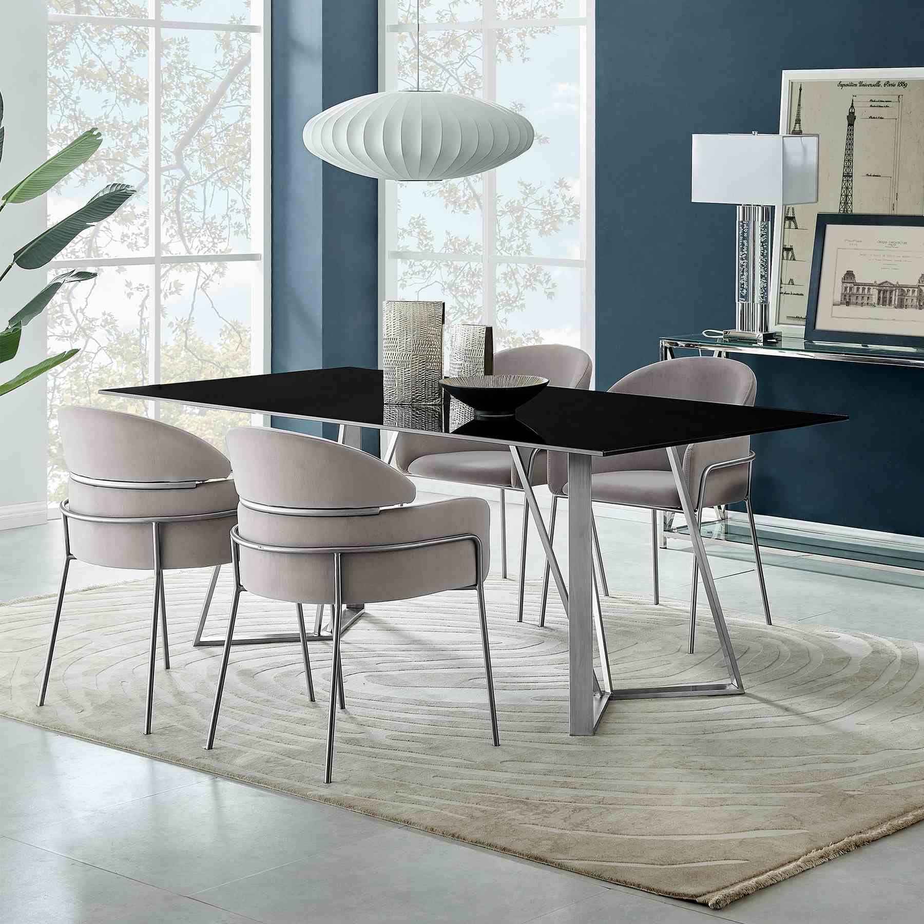 Cressida and Portia Gray Fabric 5 Piece Rectangular Dining Set - Image 8