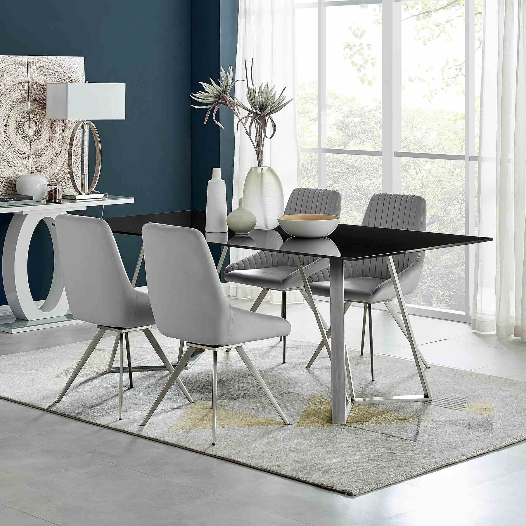 Cressida and Skye Gray Fabric 5 Piece Rectangular Dining Set - Image 8