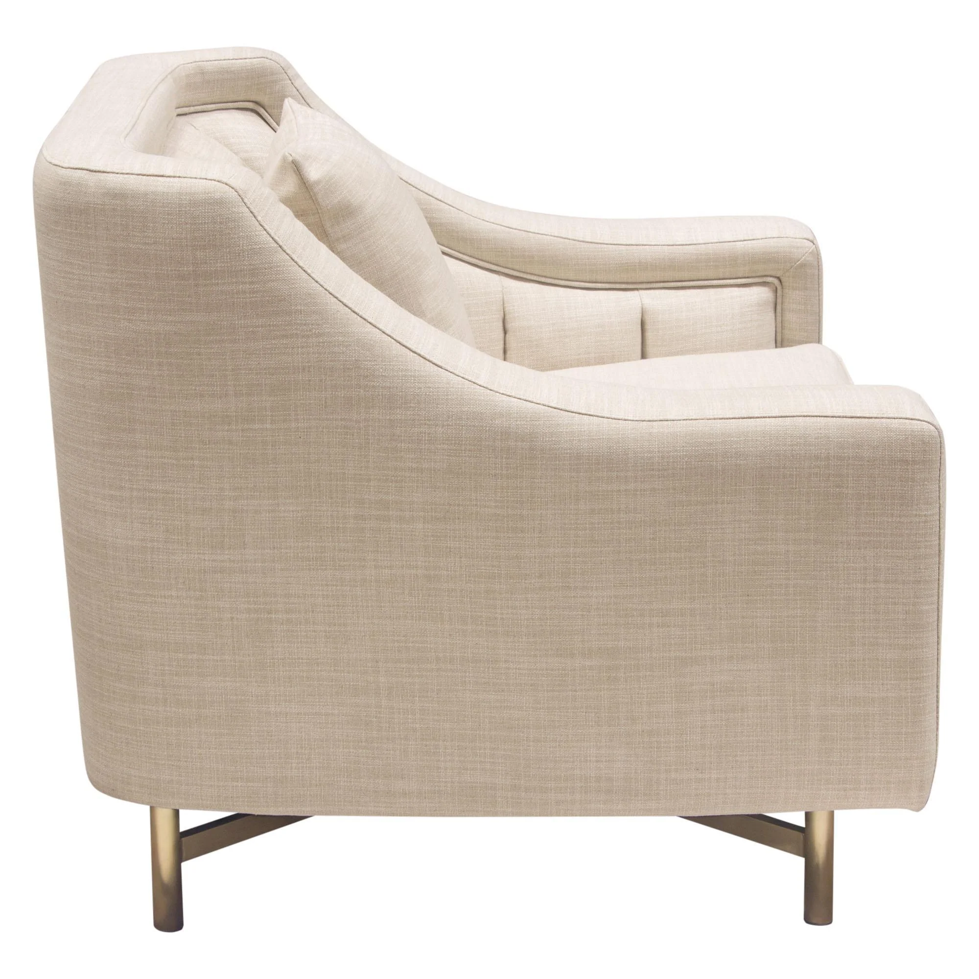 Croft Fabric Chair in Sand Linen Fabric w/ Accent Pillow and Gold Metal Criss-Cross Frame by Diamond Sofa - Image 5