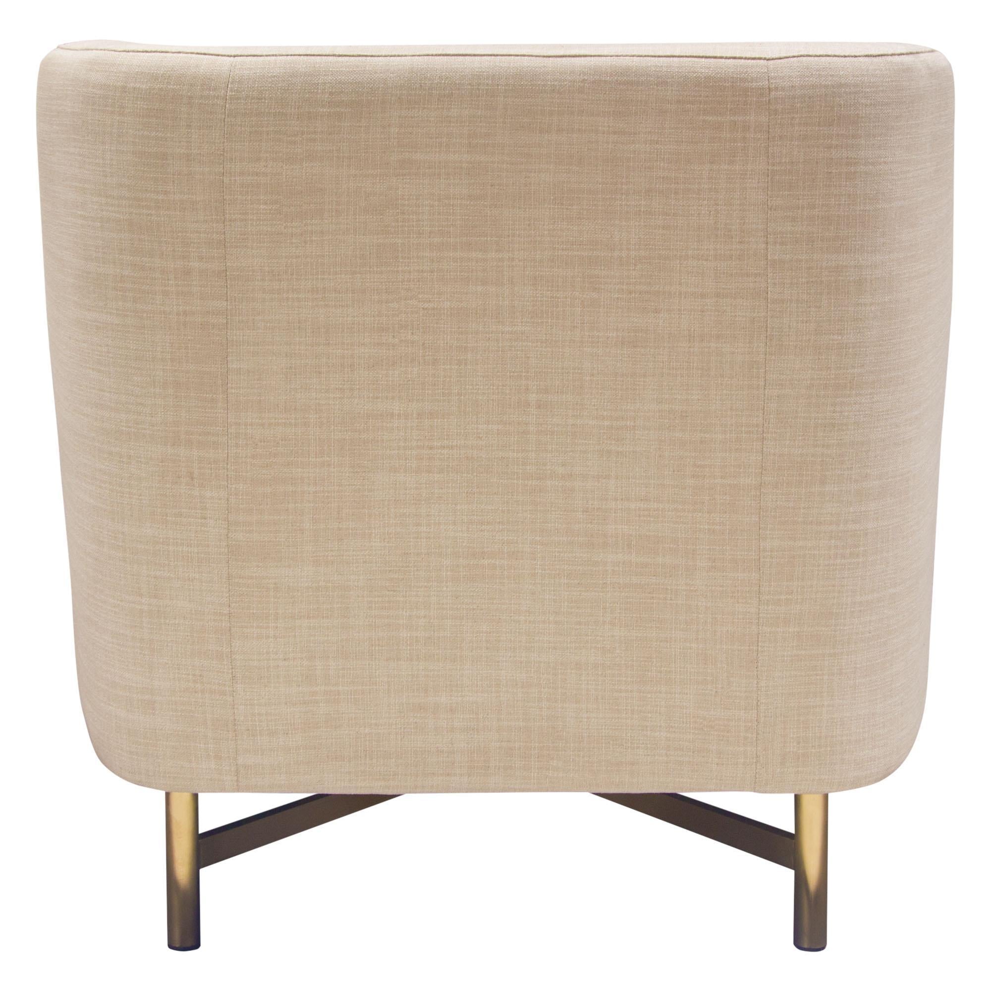 Croft Fabric Chair in Sand Linen Fabric w/ Accent Pillow and Gold Metal Criss-Cross Frame by Diamond Sofa - Image 7