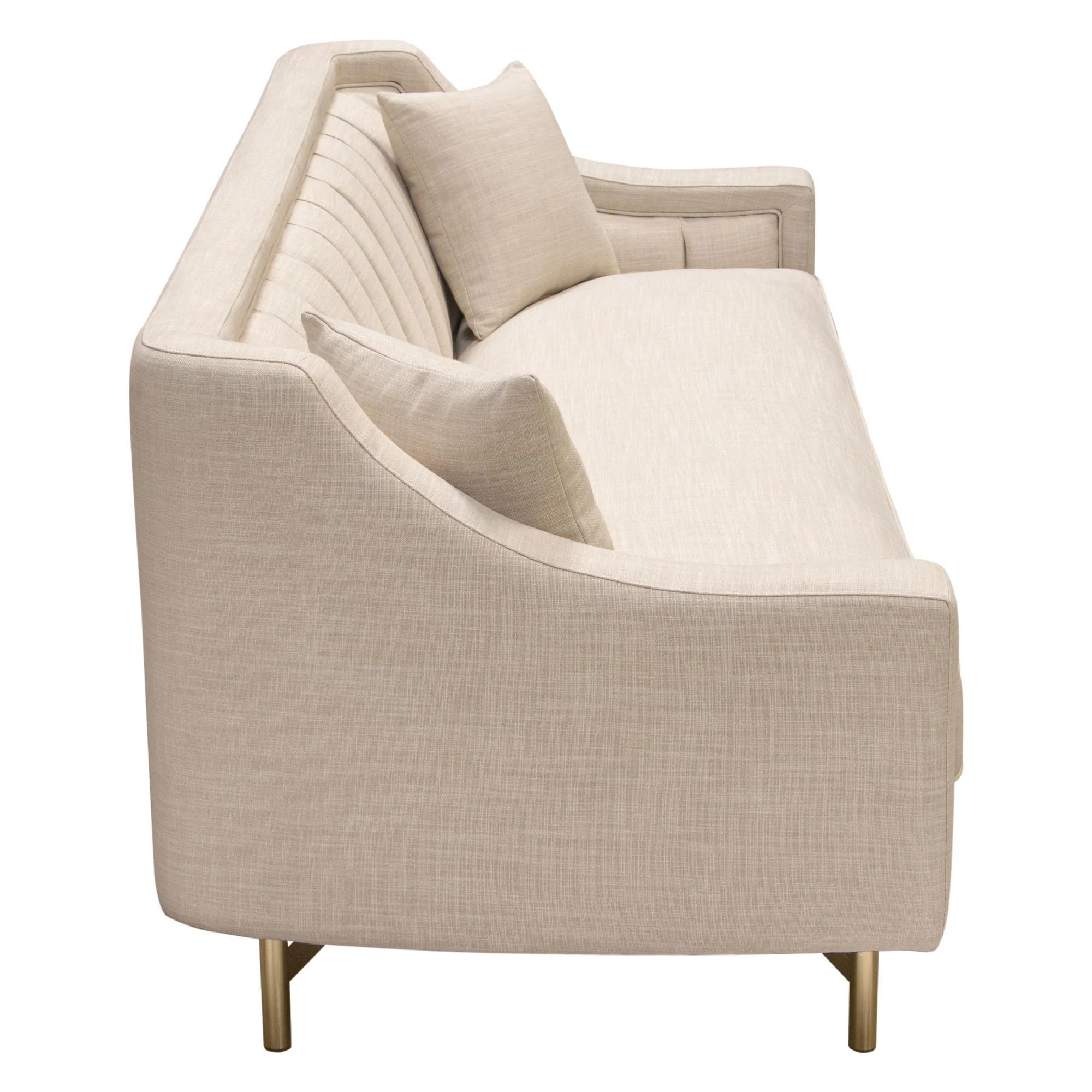 Croft Fabric Sofa in Sand Linen Fabric w/ Accent Pillows and Gold Metal Criss-Cross Frame by Diamond Sofa - Image 4