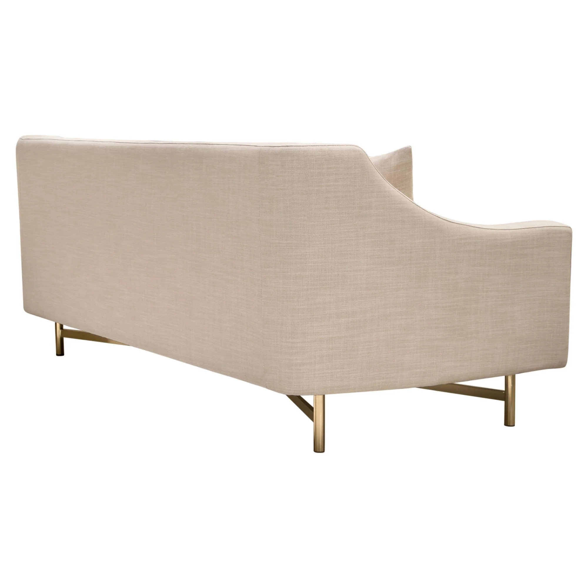 Croft Fabric Sofa in Sand Linen Fabric w/ Accent Pillows and Gold Metal Criss-Cross Frame by Diamond Sofa - Image 5