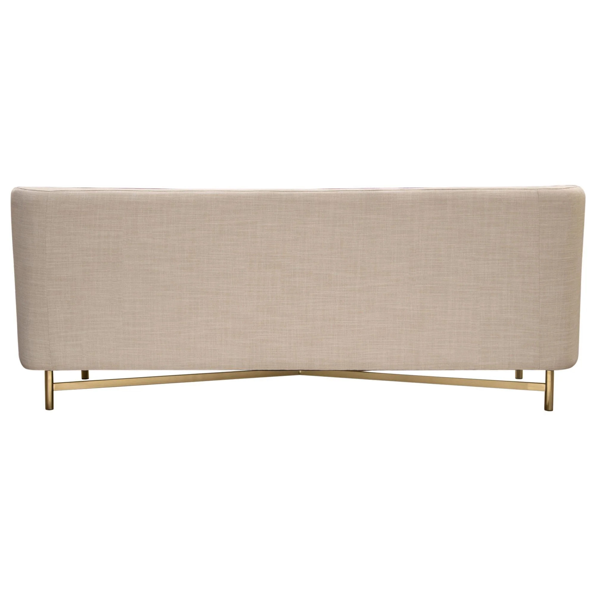 Croft Fabric Sofa in Sand Linen Fabric w/ Accent Pillows and Gold Metal Criss-Cross Frame by Diamond Sofa - Image 6