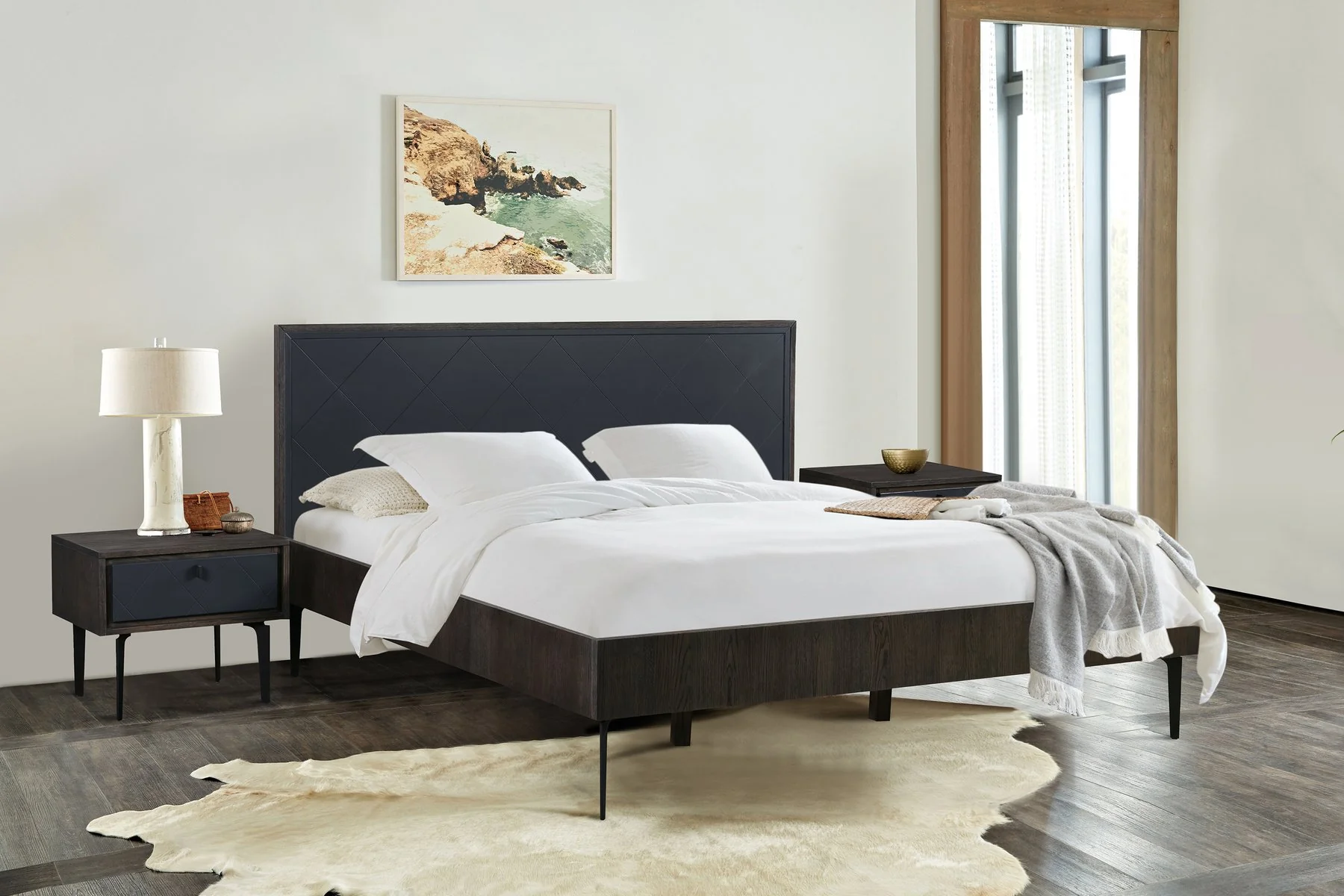 Cross Dark Gray Solid Oak King 3pc Bedroom Set - Image 8