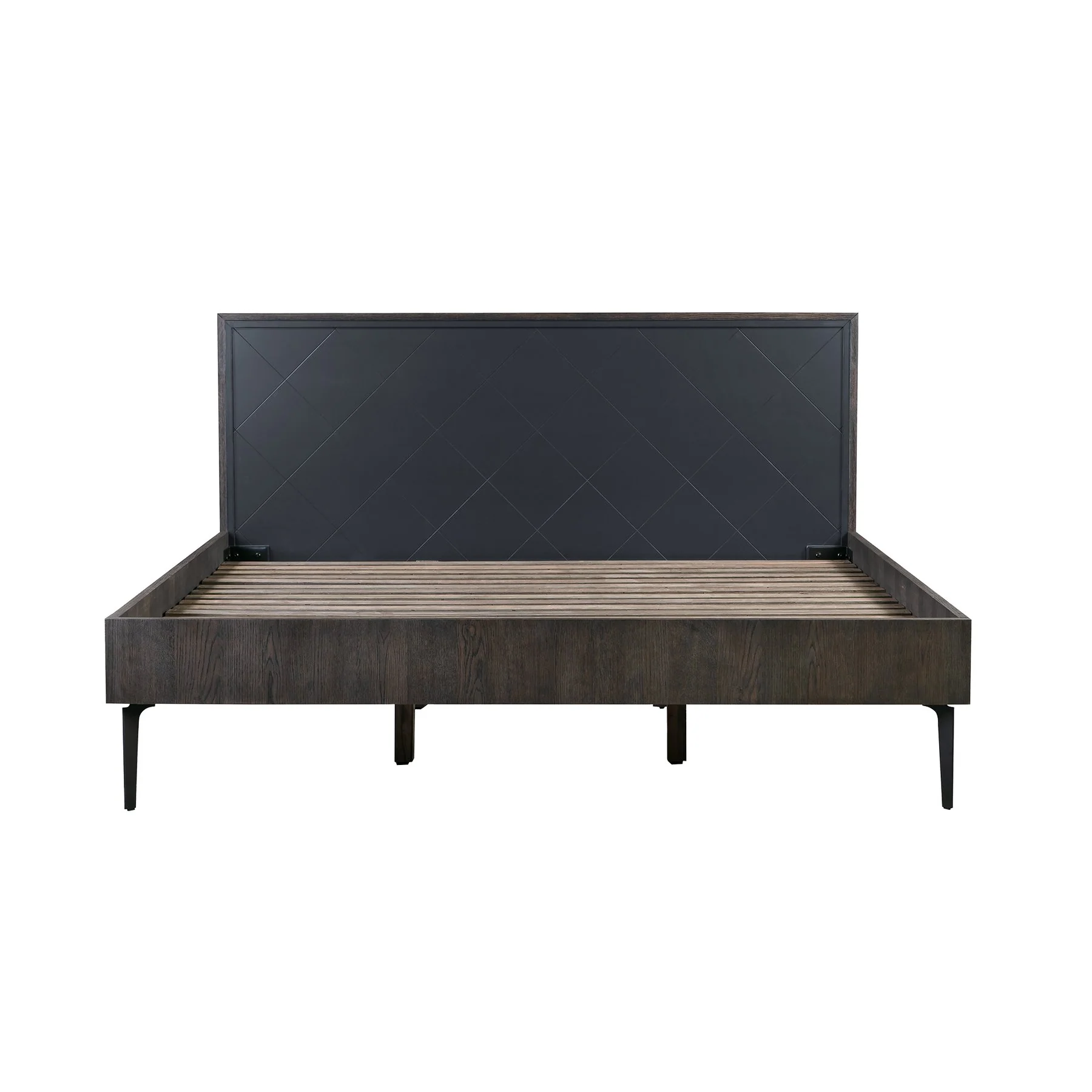 Cross Dark Gray Solid Oak King 4pc Bedroom Set - Image 2