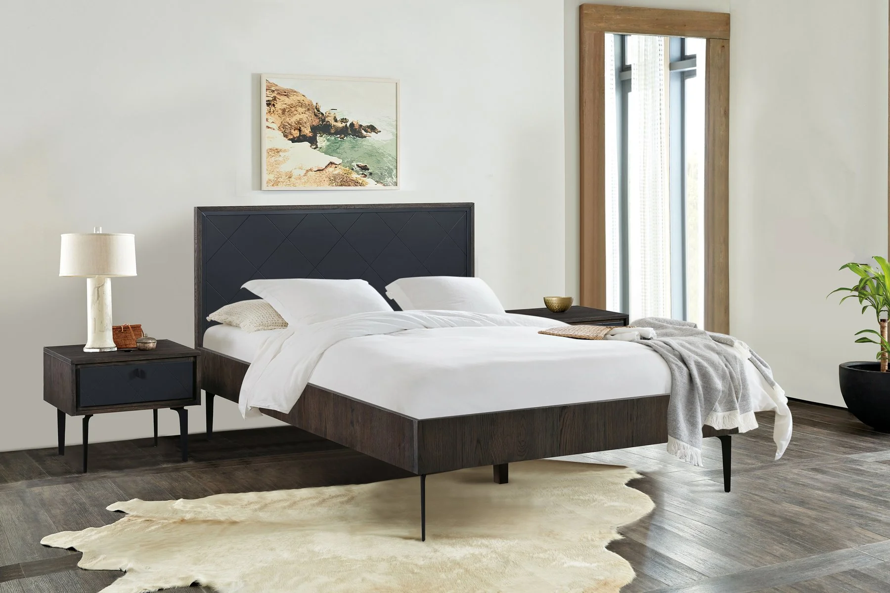 Cross Dark Gray Solid Oak Queen 3pc Bedroom Set - Image 8