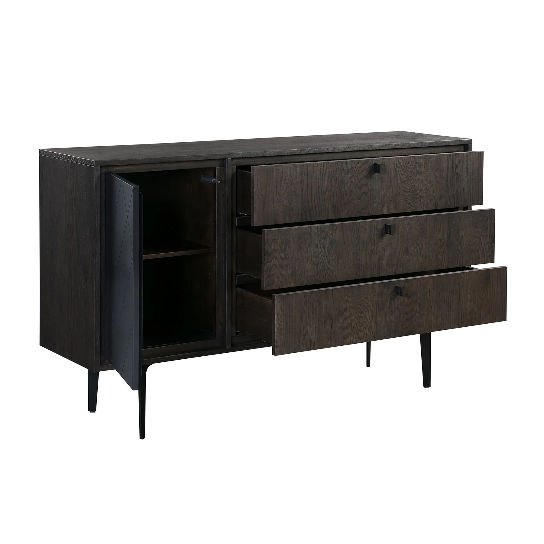 Cross Solid Oak and Metal 3 Drawer Dresser - Image 3