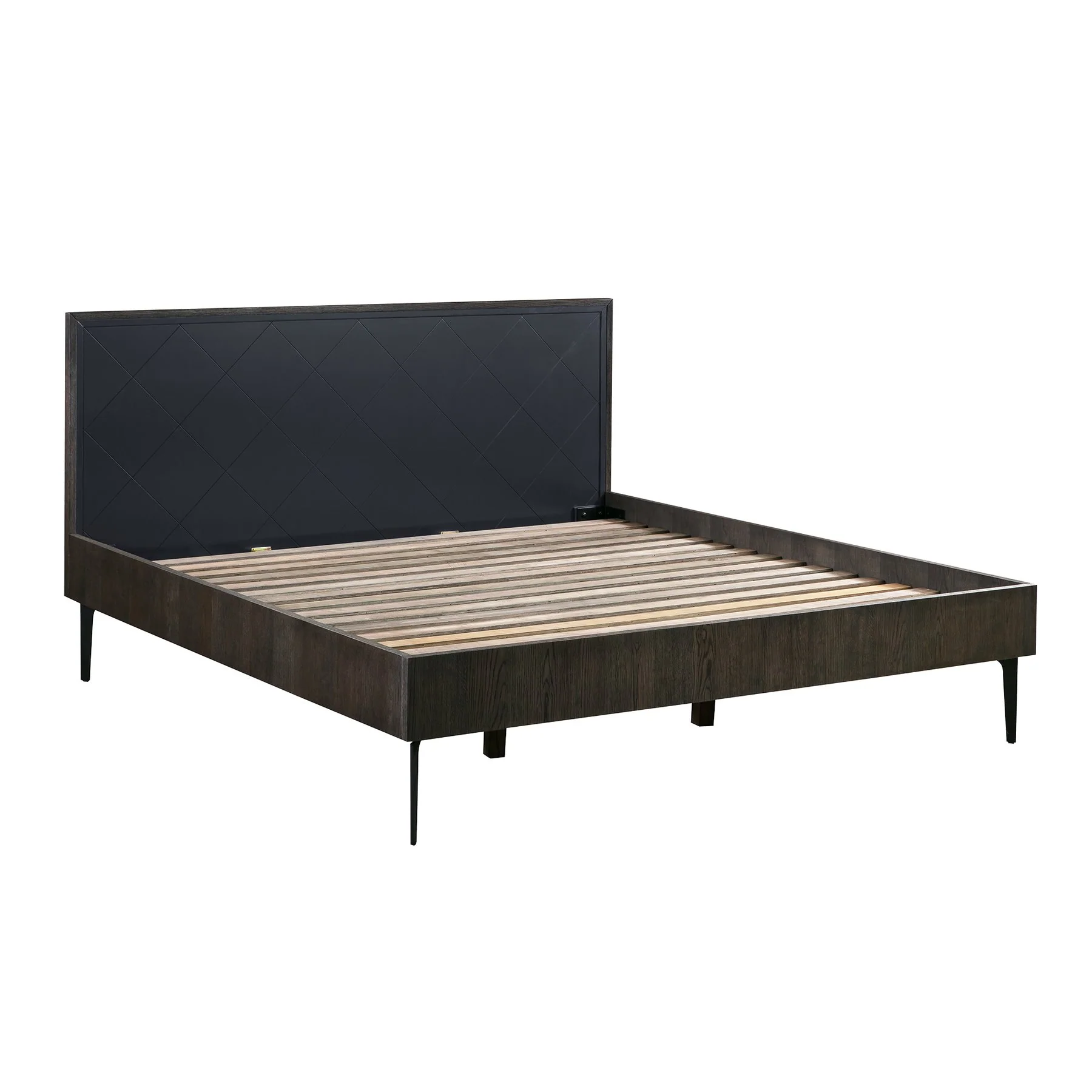 Cross Solid Oak and Metal King Platform Bed Frame - Image 2