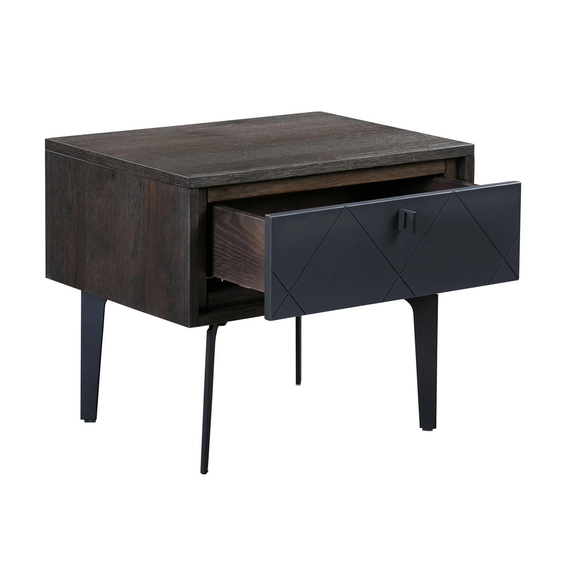 Cross Solid Oak and Metal Nightstand - Image 3