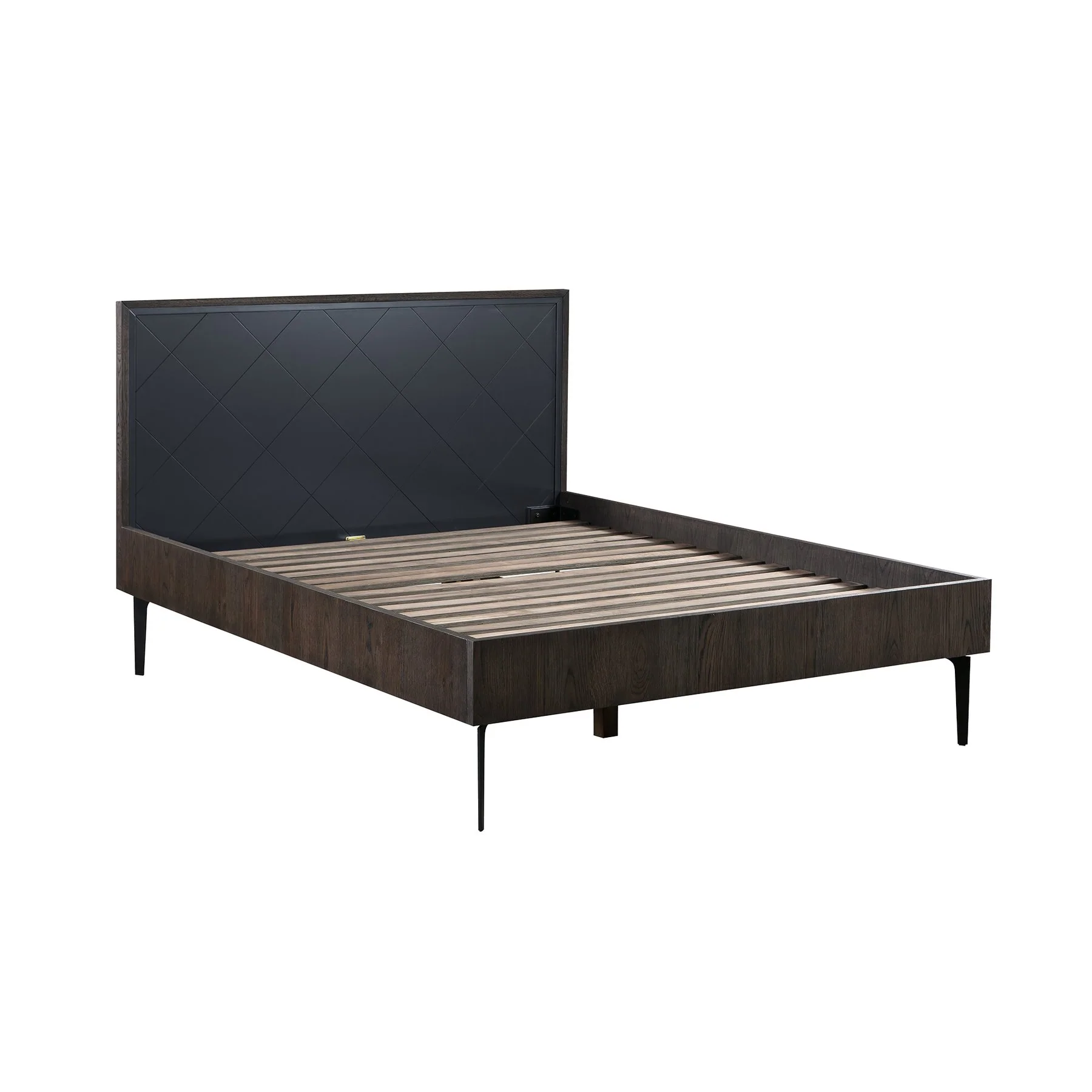 Cross Solid Oak and Metal Queen Platform Bed Frame - Image 2