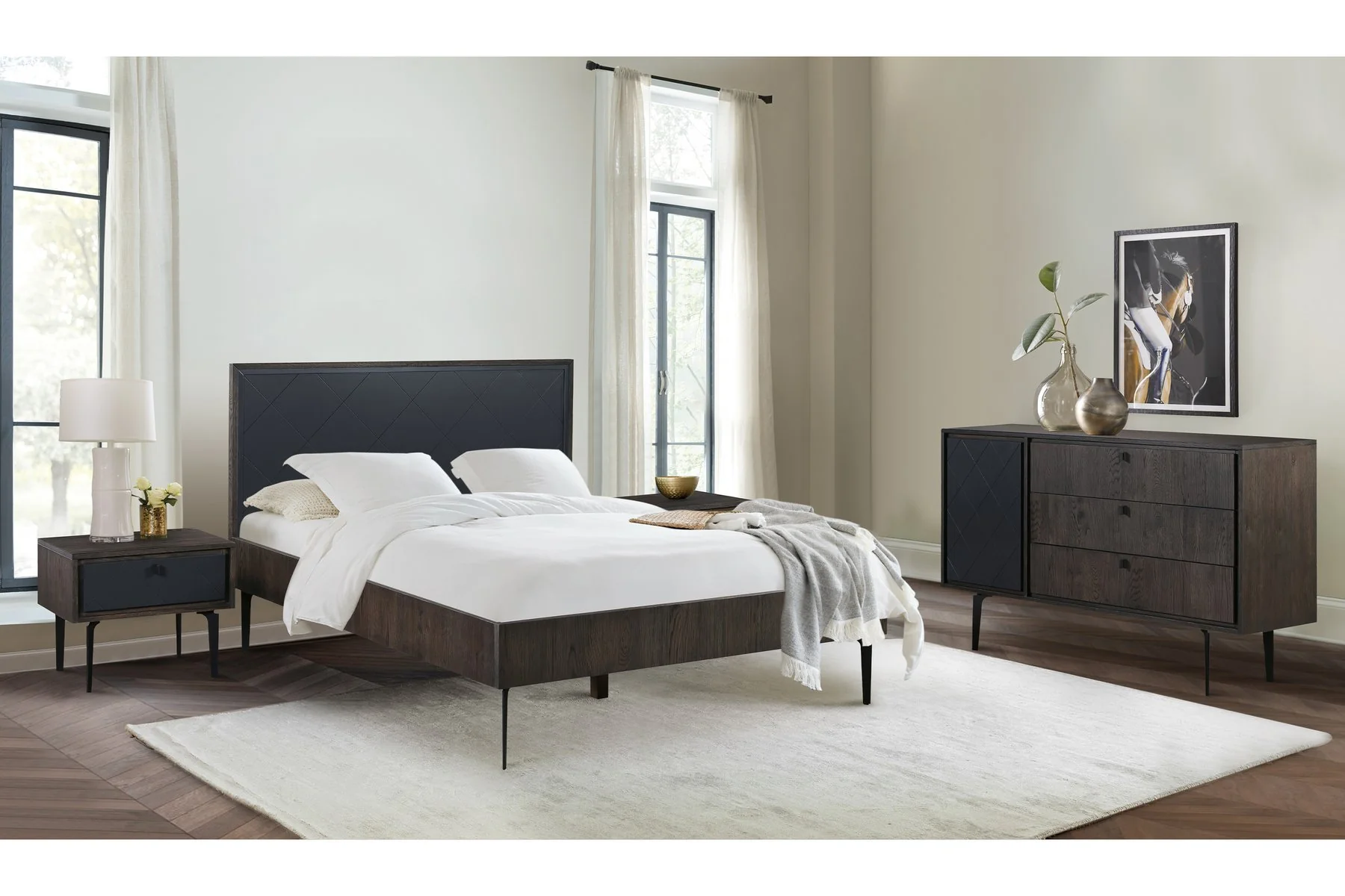 Cross Solid Oak and Metal Queen Platform Bed Frame - Image 6