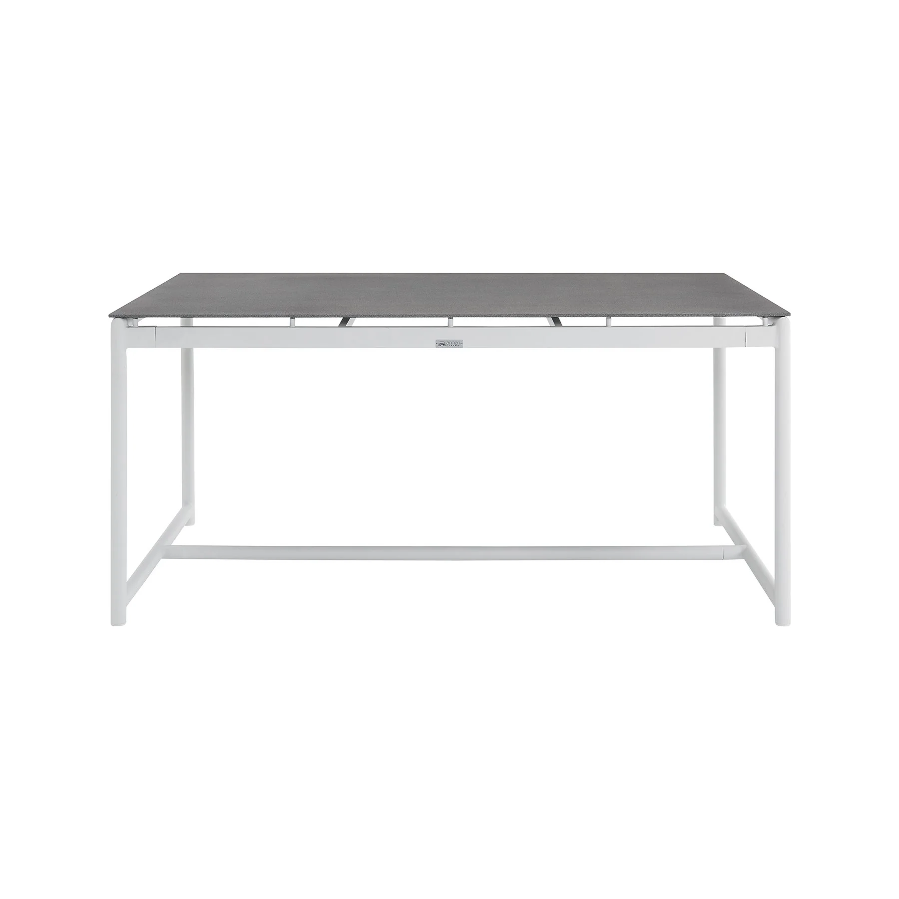Crown 5 Piece White Aluminum and Teak Outdoor Dining Set with Light Gray Fabric - Image 5