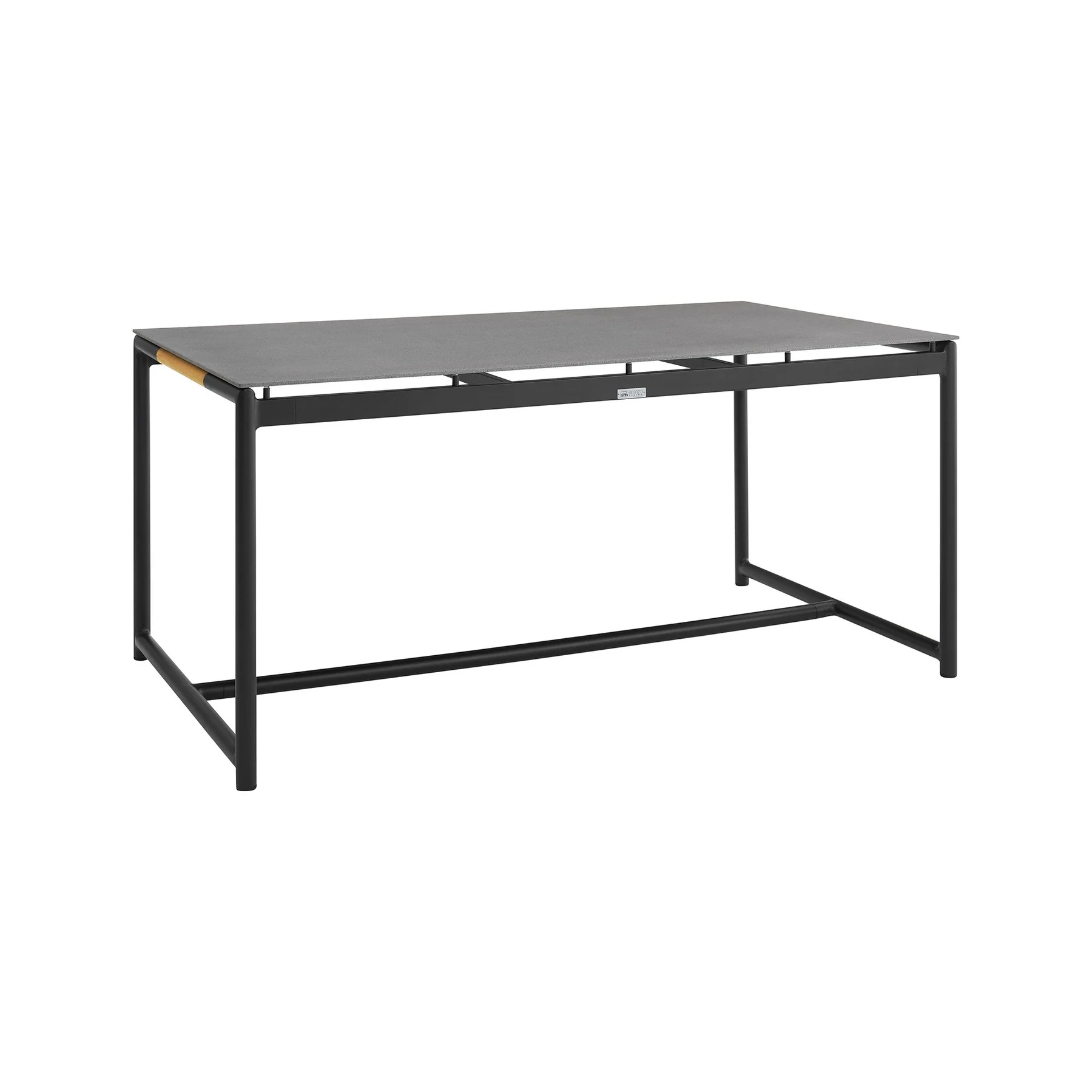 Crown 7 Piece Black Aluminum and Teak Outdoor Dining Set with Dark Gray Fabric - Image 4