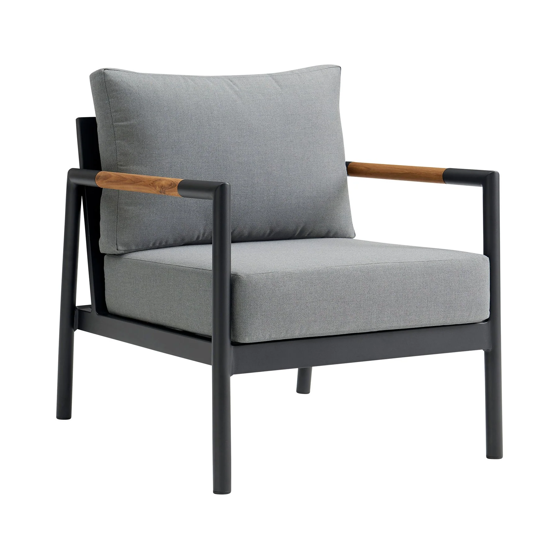 Crown Aluminum and Teak Wood Outdoor Chair in Black and Dark Gray - Image 2