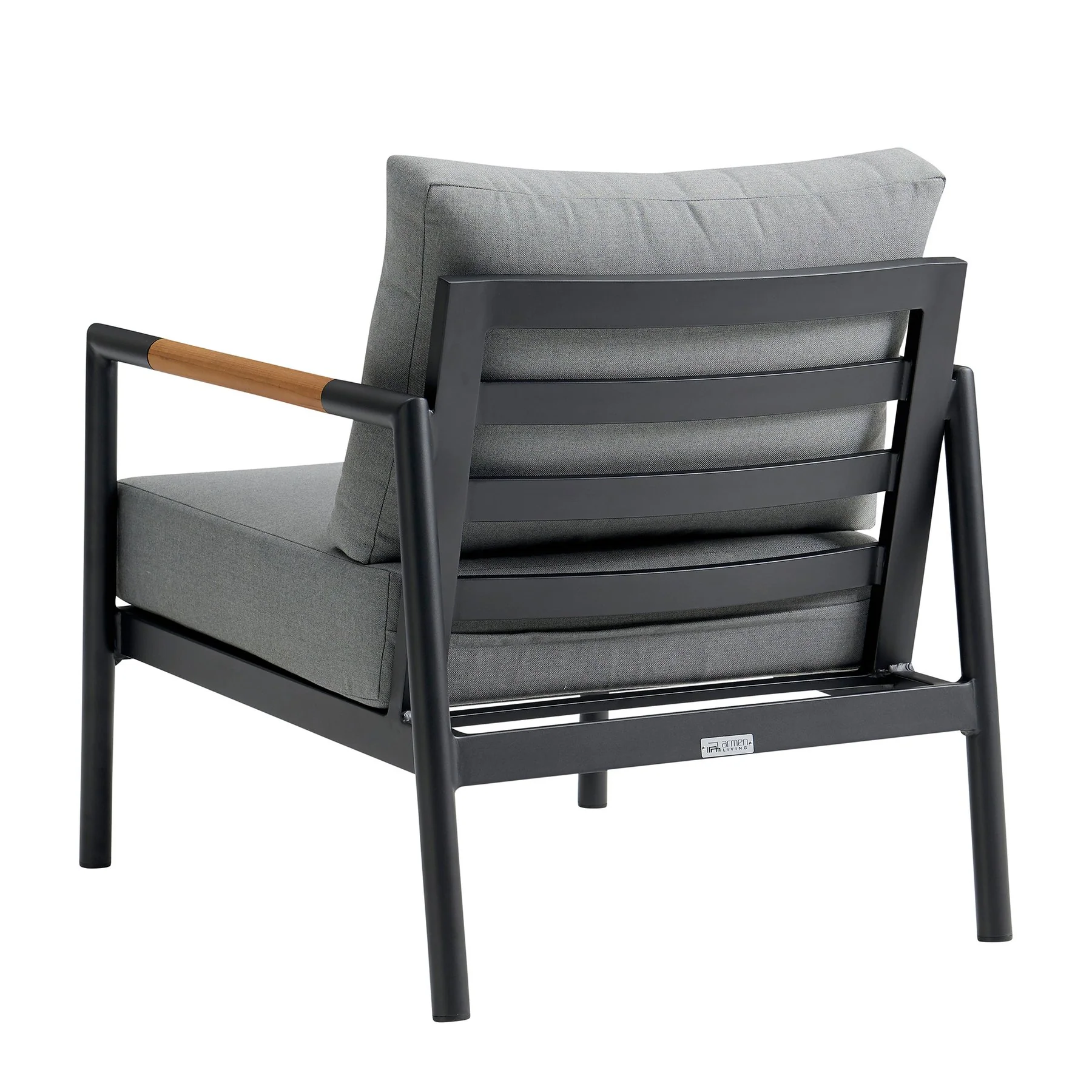 Crown Aluminum and Teak Wood Outdoor Chair in Black and Dark Gray - Image 3