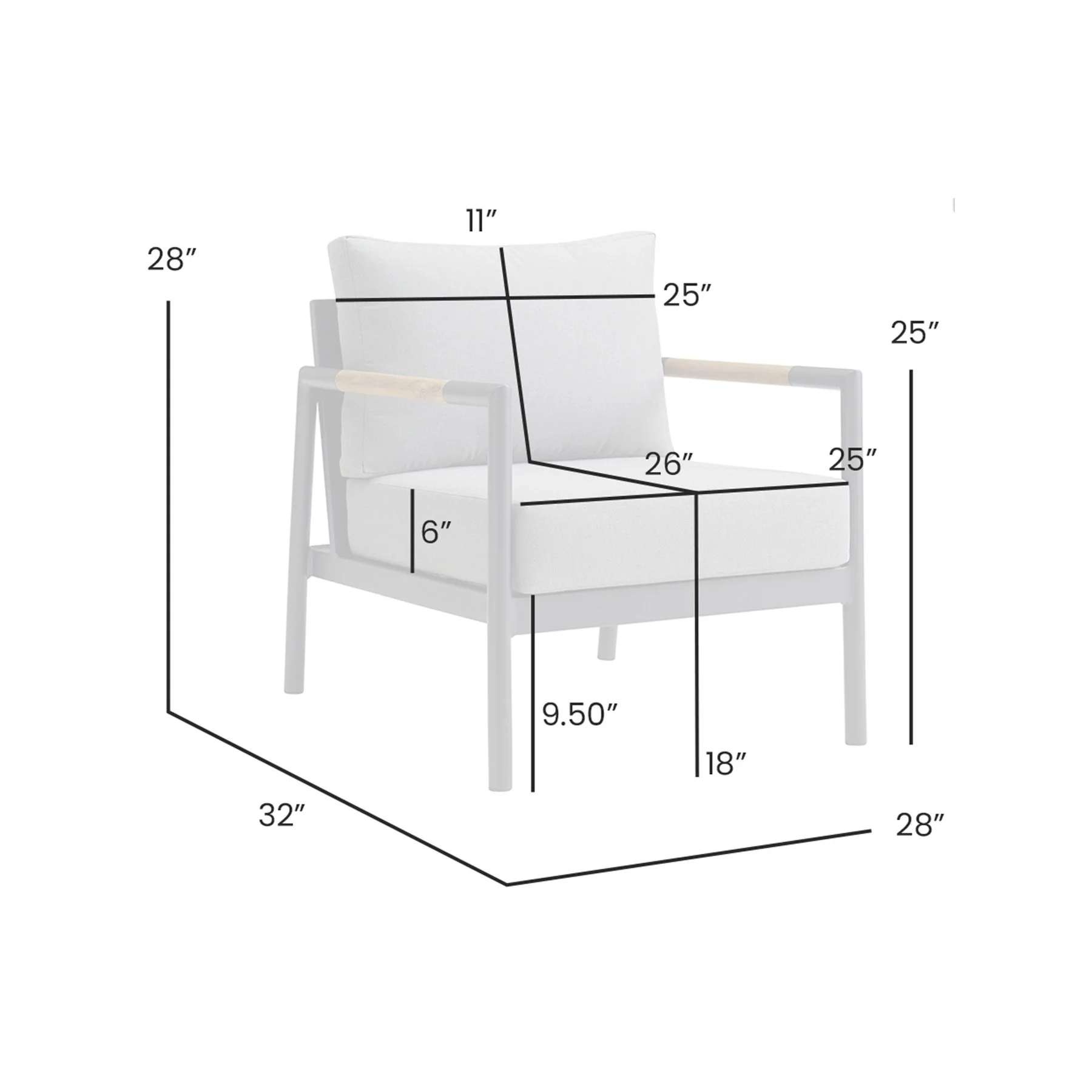 Crown Aluminum and Teak Wood Outdoor Chair in Black and Dark Gray - Image 4