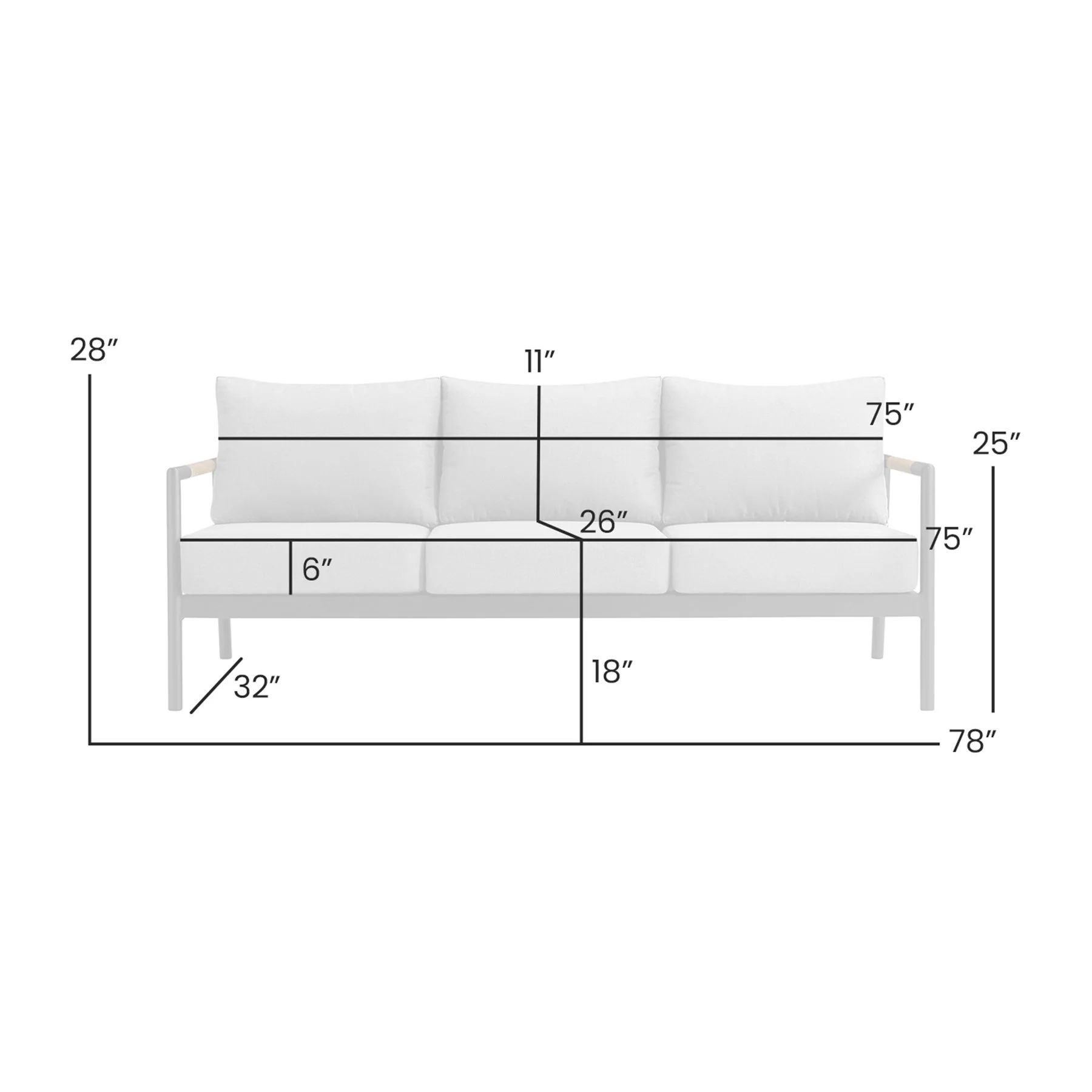 Crown Aluminum and Teak Wood Outdoor Sofa in Black and Dark Gray - Image 4