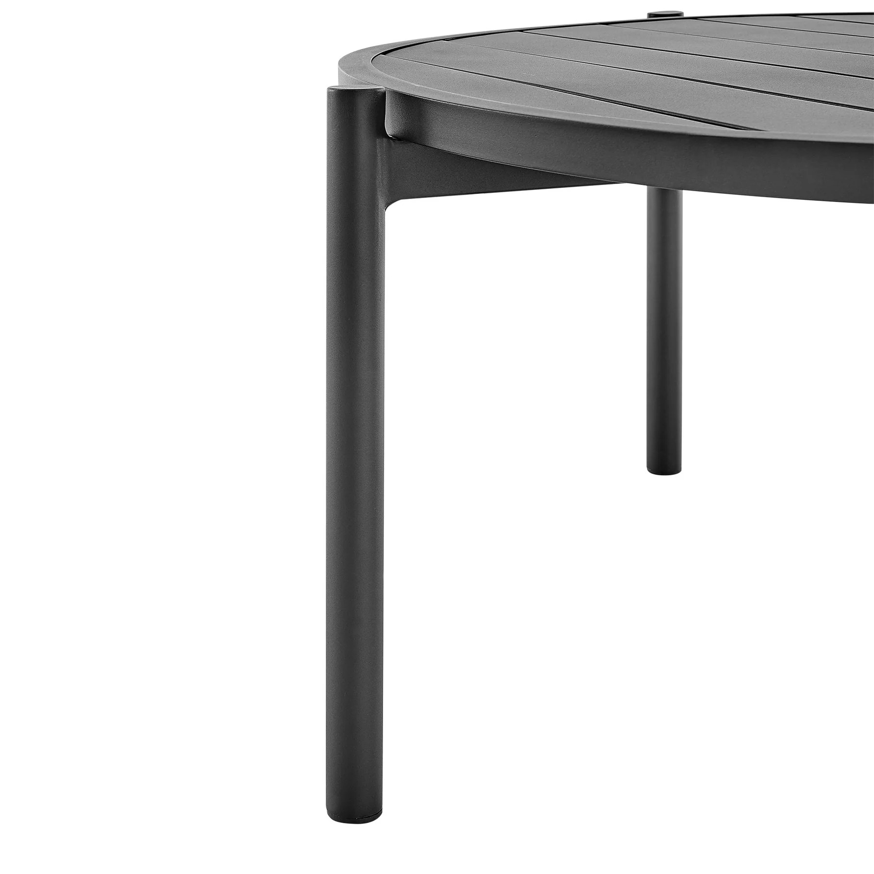 Crown and Clementine 3 Piece Outdoor Patio Swivel Seating Set in Black Aluminum with Teak Wood and Gray Cushions - Image 8