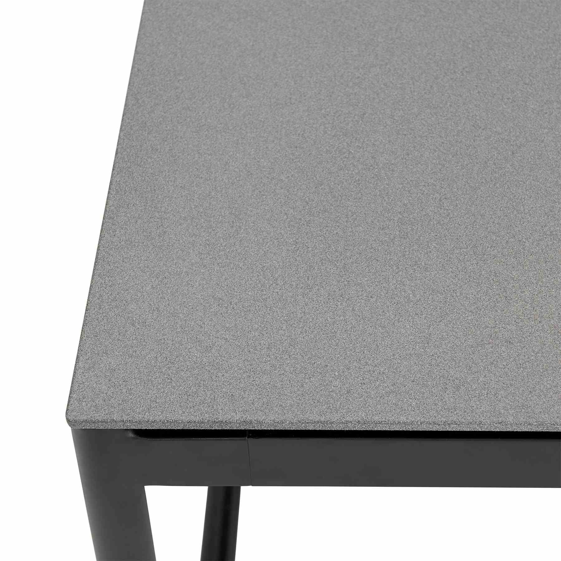 Crown Black Aluminum and Teak Outdoor Dining Table with Stone Top - Image 3