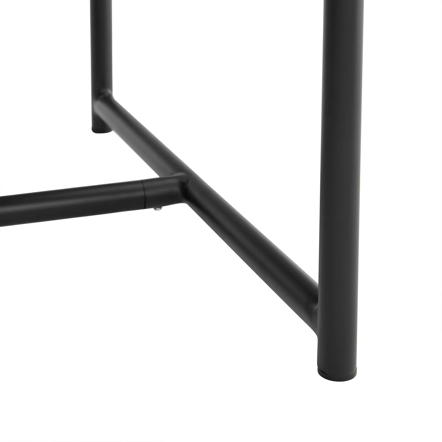 Crown Black Aluminum and Teak Outdoor Dining Table with Stone Top - Image 5