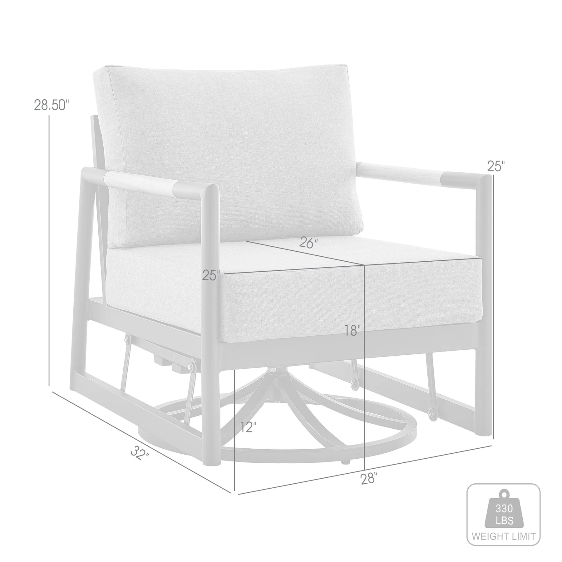 Crown Outdoor Patio Swivel Glider Lounge Chair in Black Aluminum and Teak Wood with Cushions - Image 9