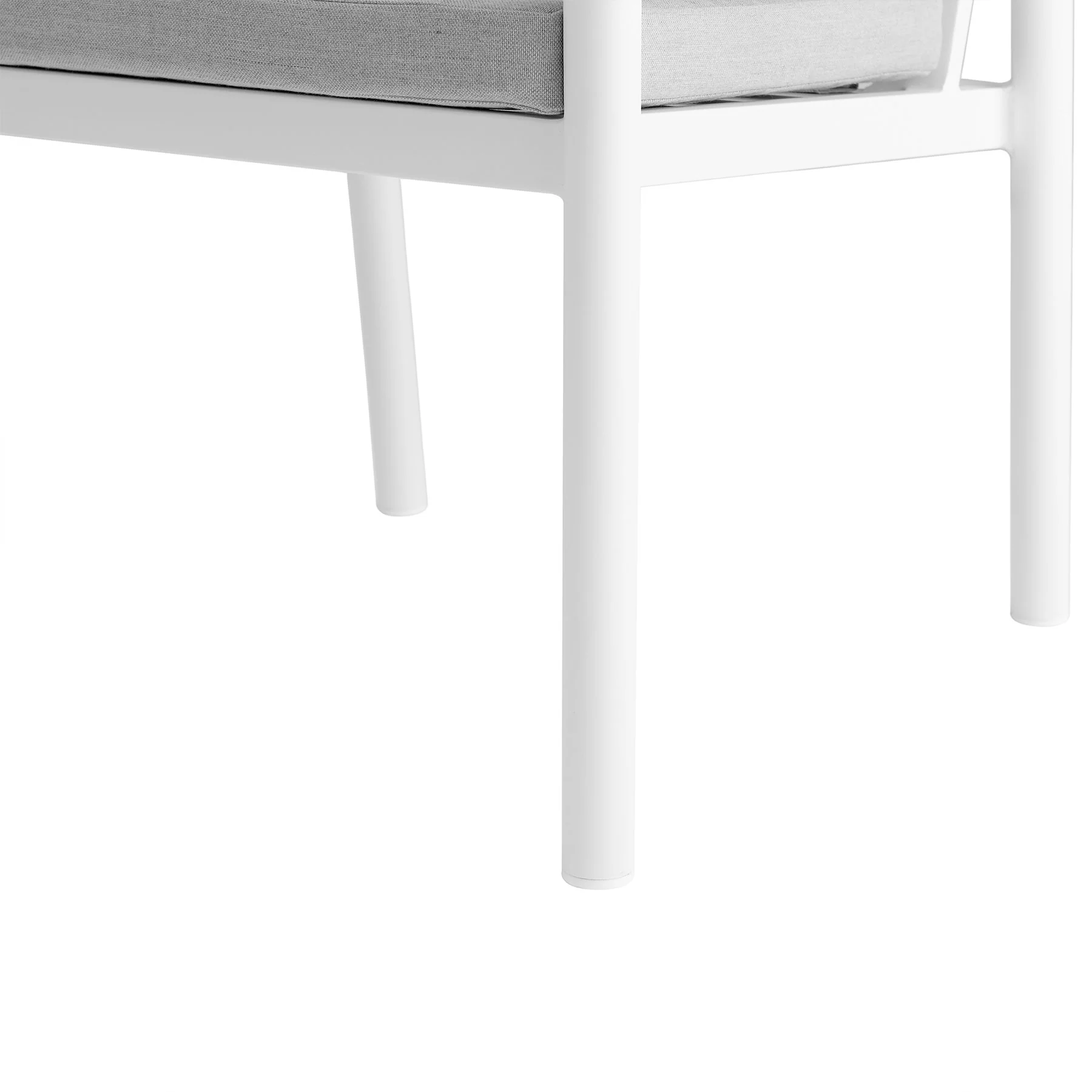 Crown White Aluminum and Teak Outdoor Dining Chair with Light Gray Fabric - Set of 2 - Image 7