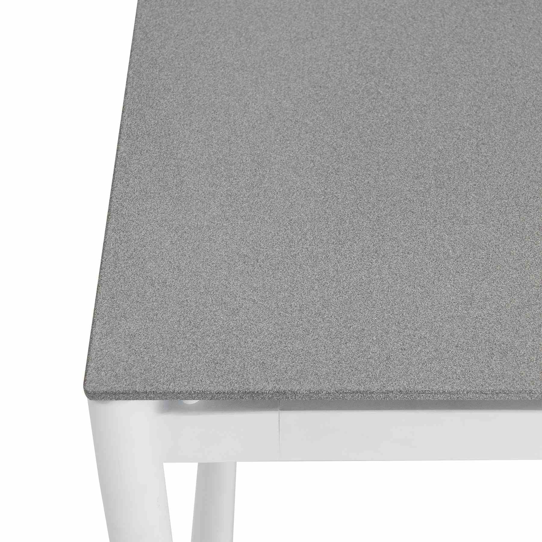 Crown White Aluminum and Teak Outdoor Dining Table with Stone Top - Image 3