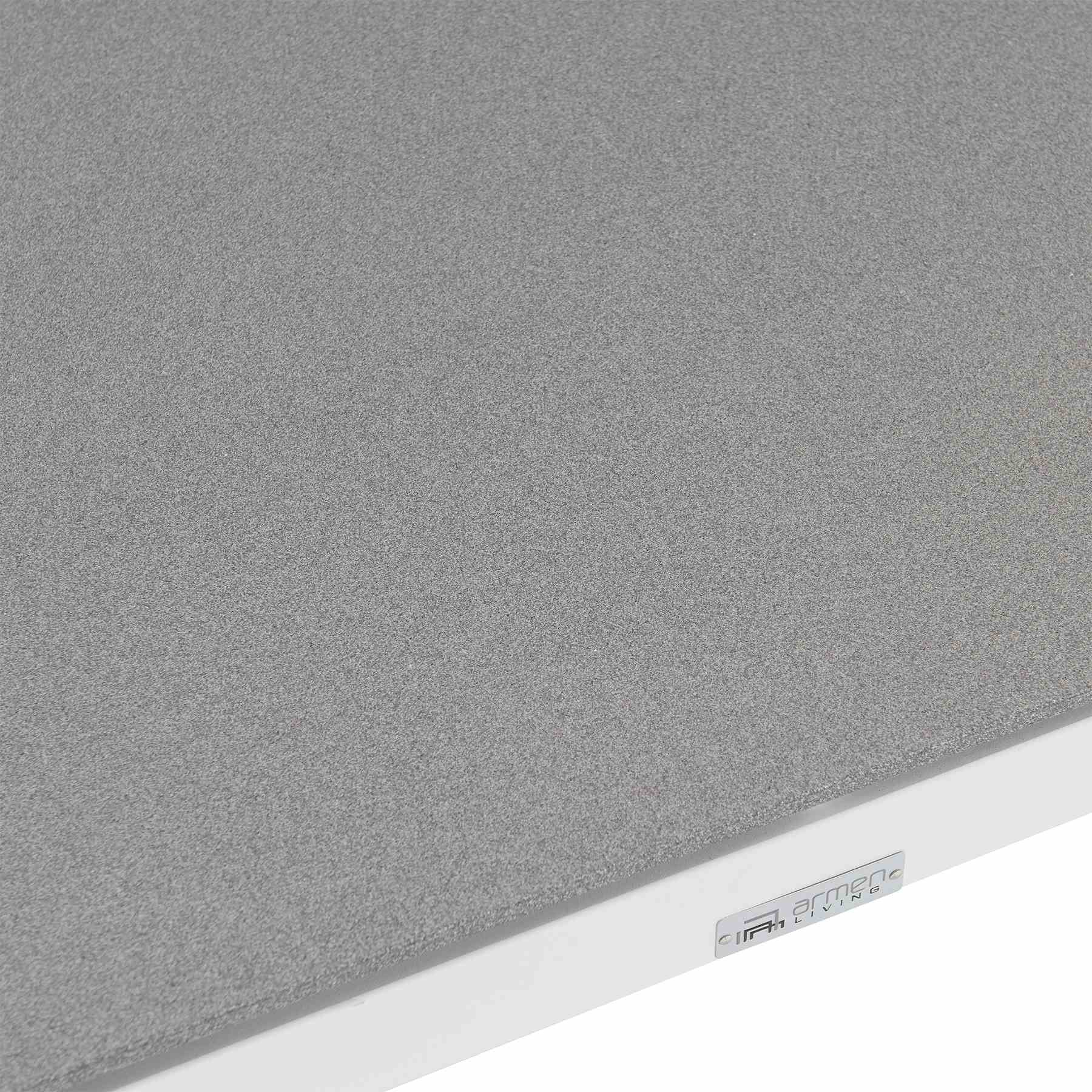 Crown White Aluminum and Teak Outdoor Dining Table with Stone Top - Image 4