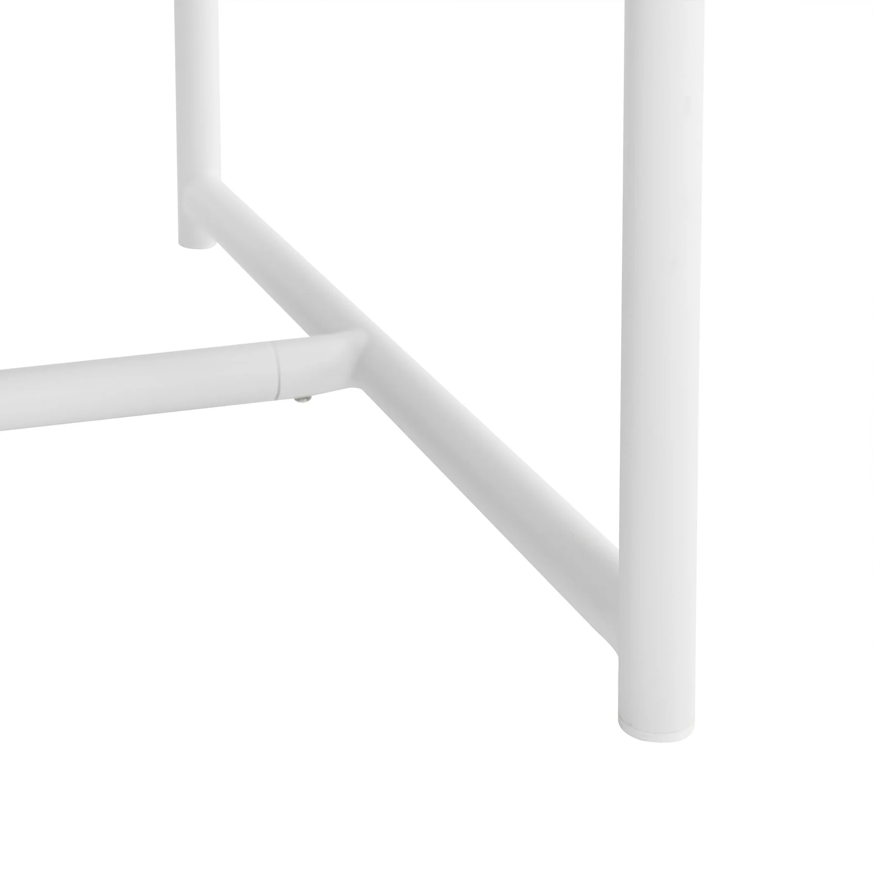 Crown White Aluminum and Teak Outdoor Dining Table with Stone Top - Image 5