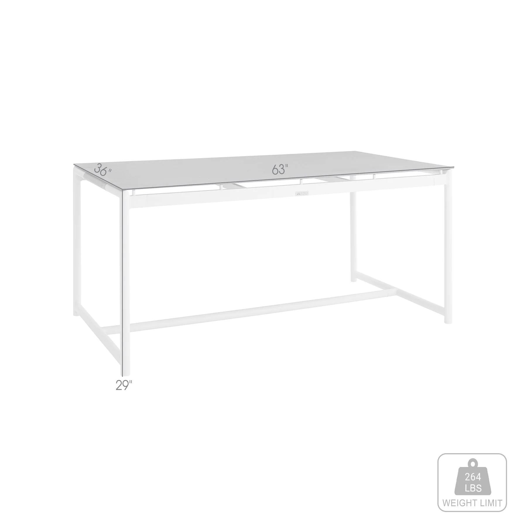 Crown White Aluminum and Teak Outdoor Dining Table with Stone Top - Image 6