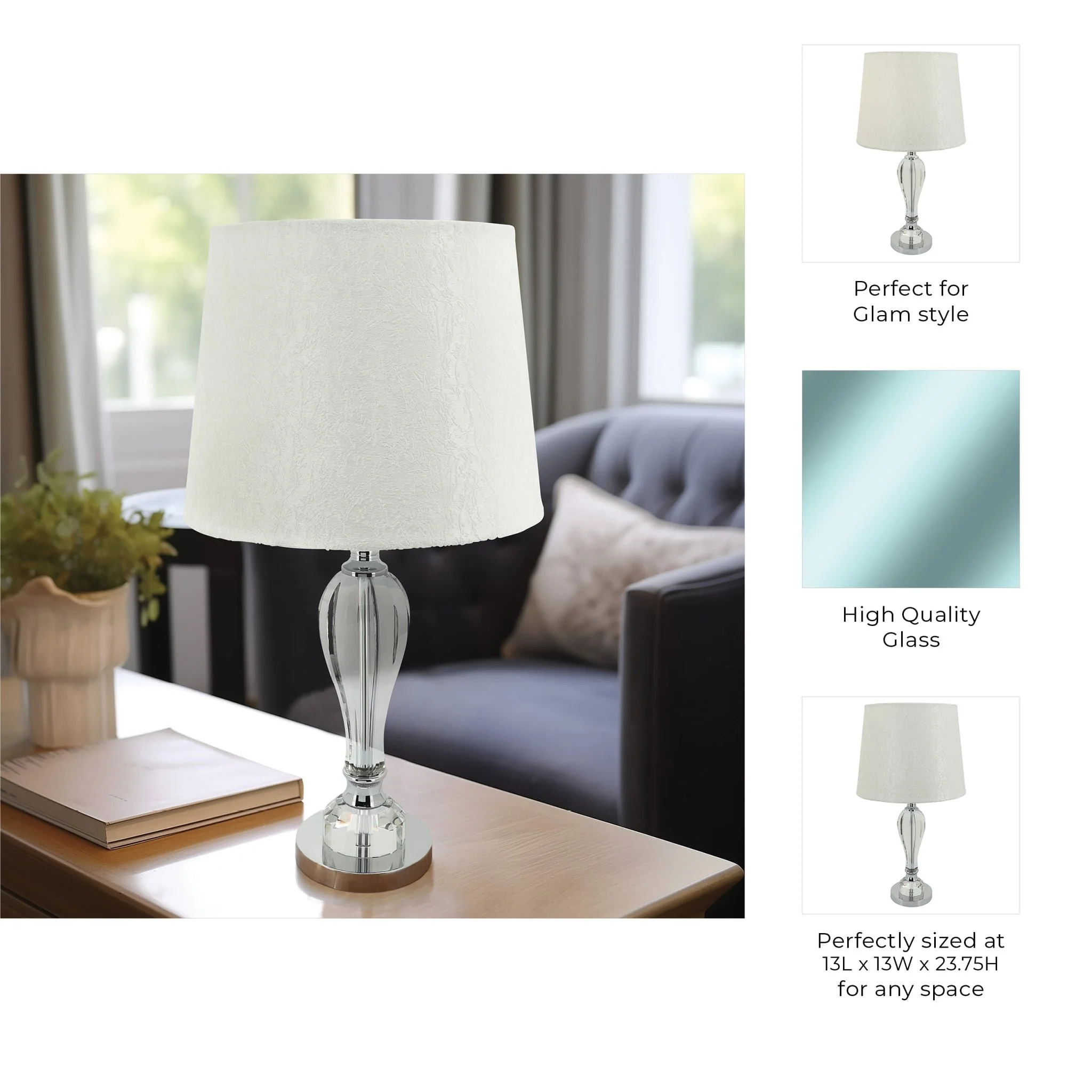 Crystal 23.75" Bulb Table Lamp, Clear - Image 7
