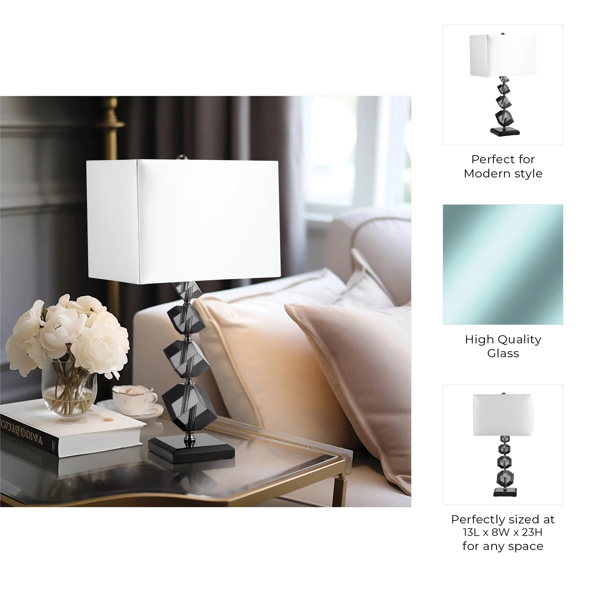 Crystal, 23" Geo Table Lamp, Black - Image 10