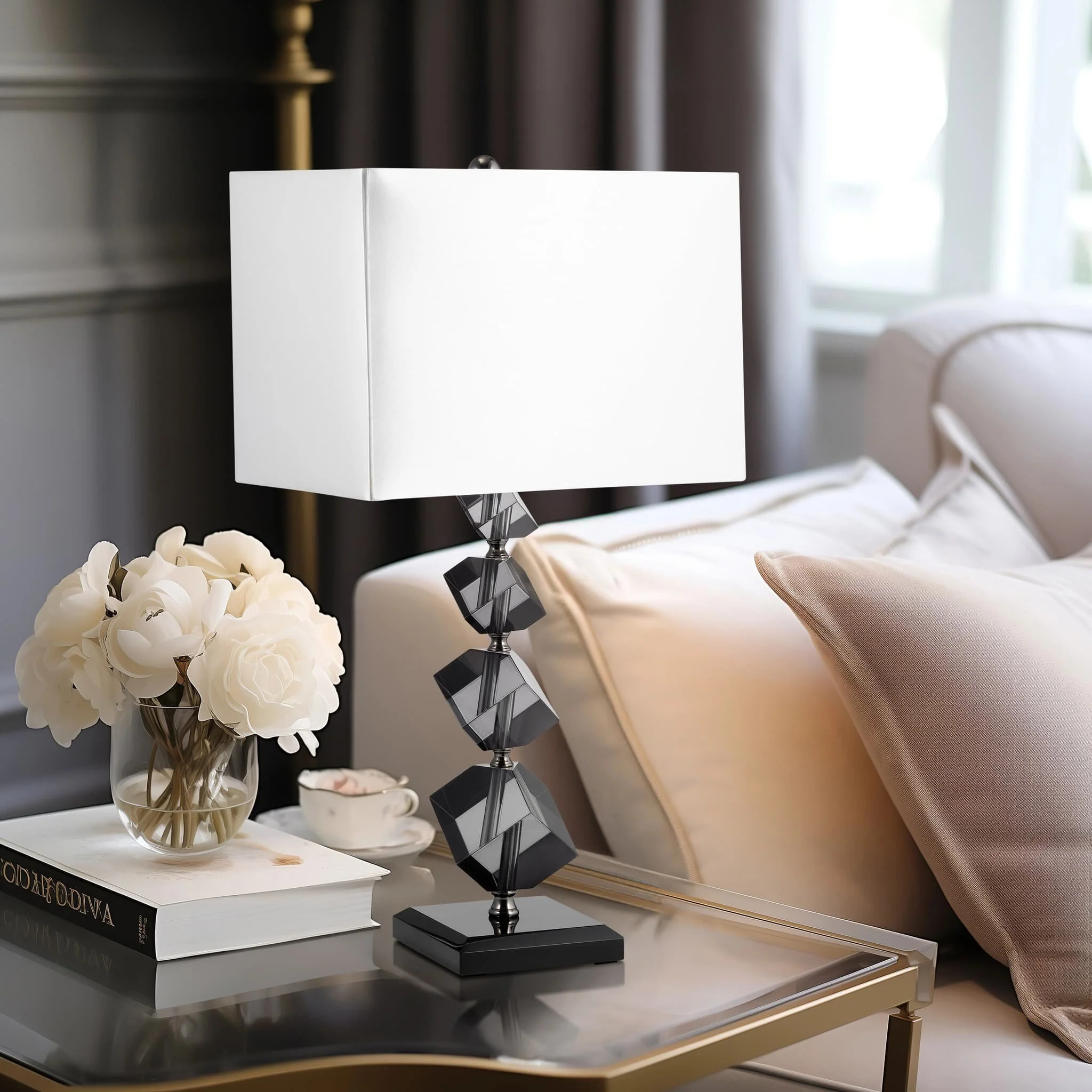Crystal, 23" Geo Table Lamp, Black - Image 12