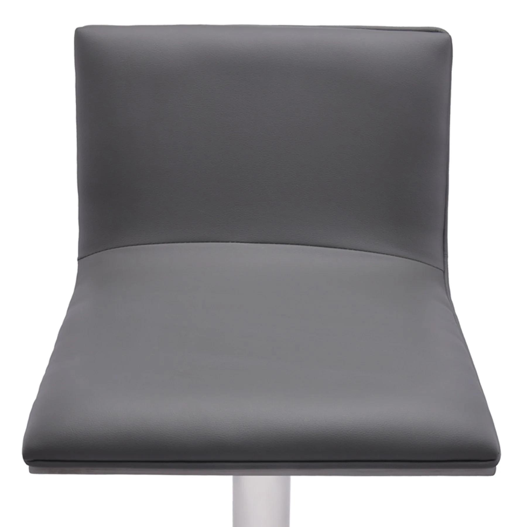 Crystal Adjustable Height Swivel Gray Faux Leather and Gray Walnut Bar Stool with Brushed Stainless Steel Base - Image 3