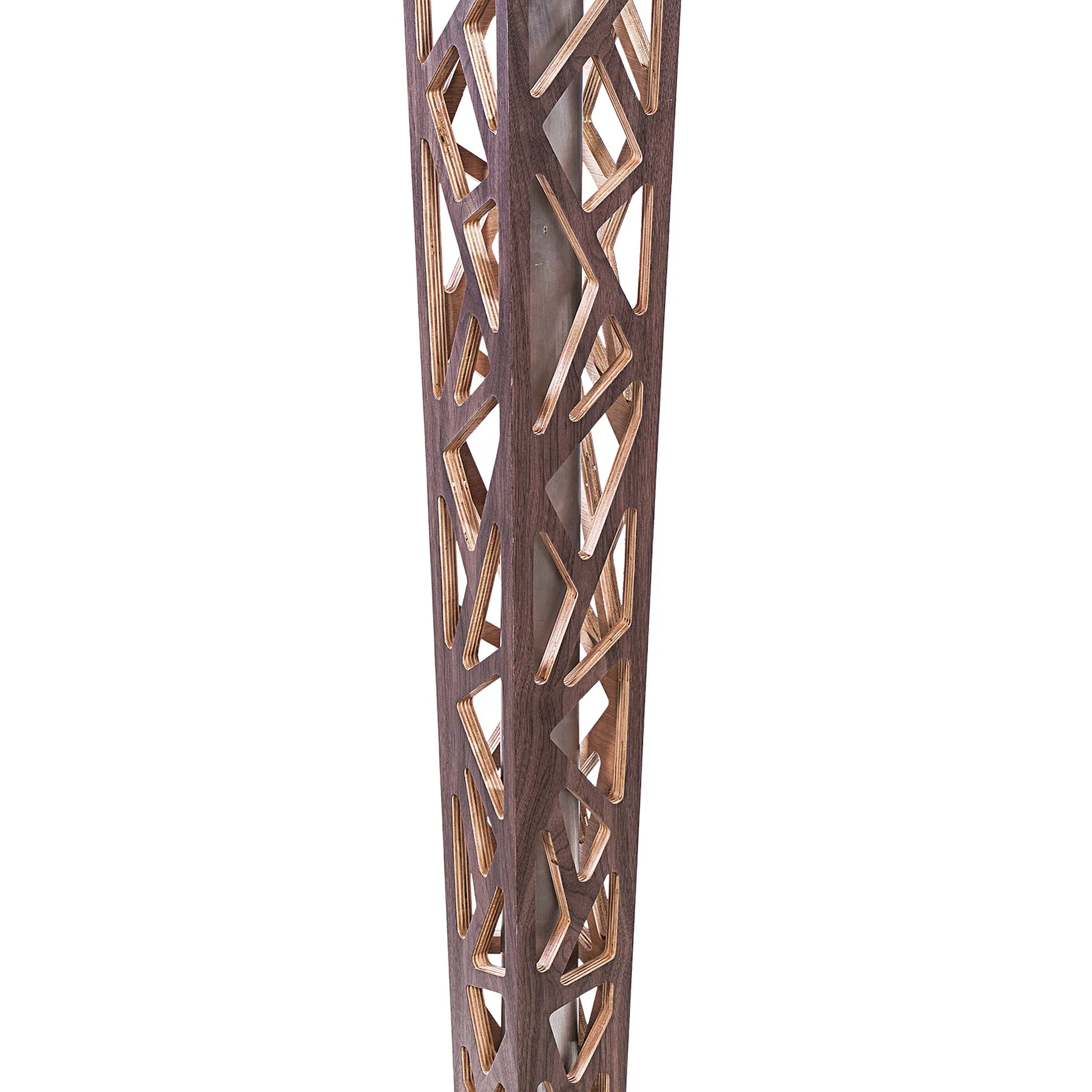 Crystal Bar Table with Walnut Veneer column and Brushed Stainless Steel finish with Clear Tempered Glass Top - Image 3
