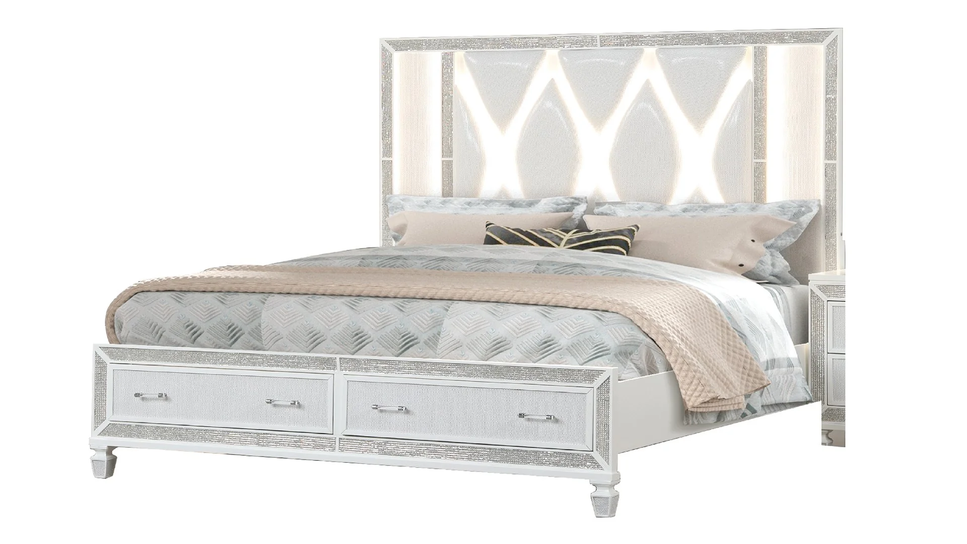Crystal King 4 Pc Bedroom Set White - Image 3
