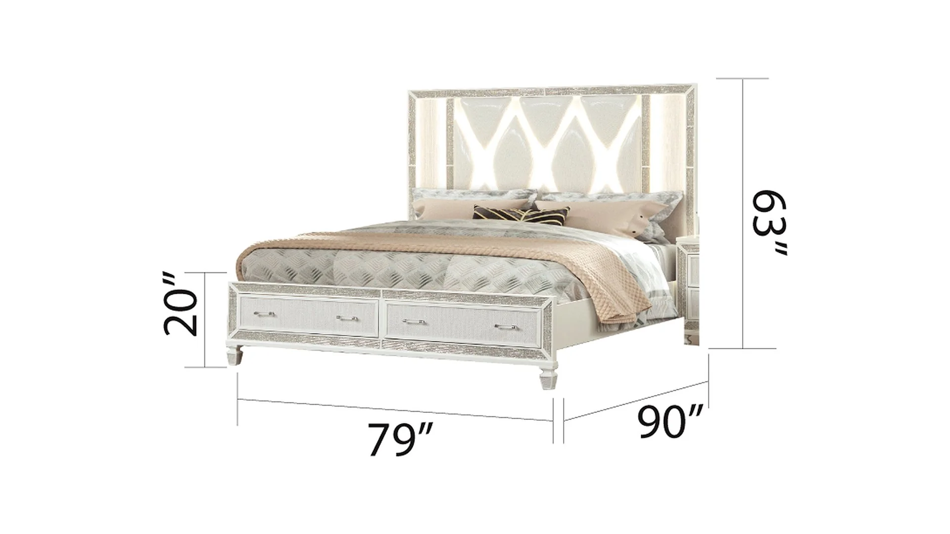 Crystal King 5 Pc Bedroom Set White - Image 5